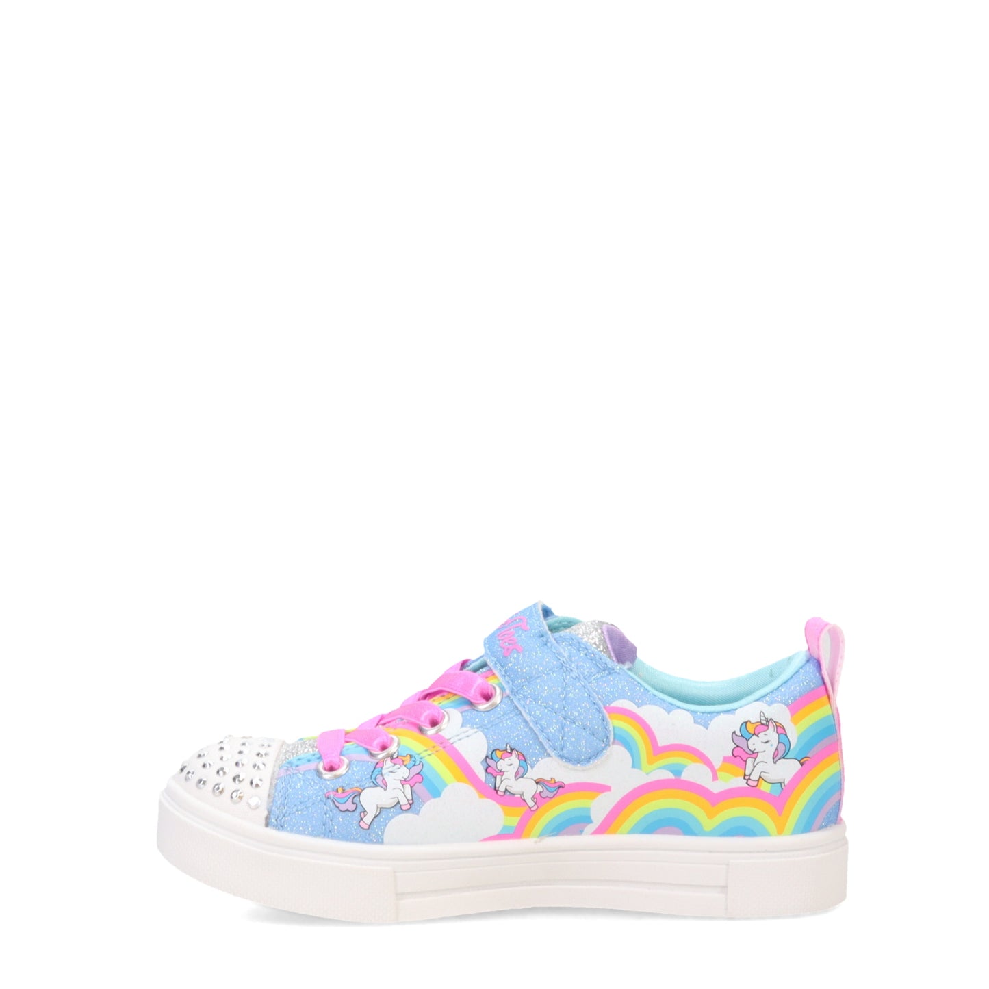 Peltz Shoes  Girl's Skechers Twinkle Toes: Twinkle Sparks - Jumpin' Clouds Sneaker - Toddler Blue Unicorn 314809N-BLMT