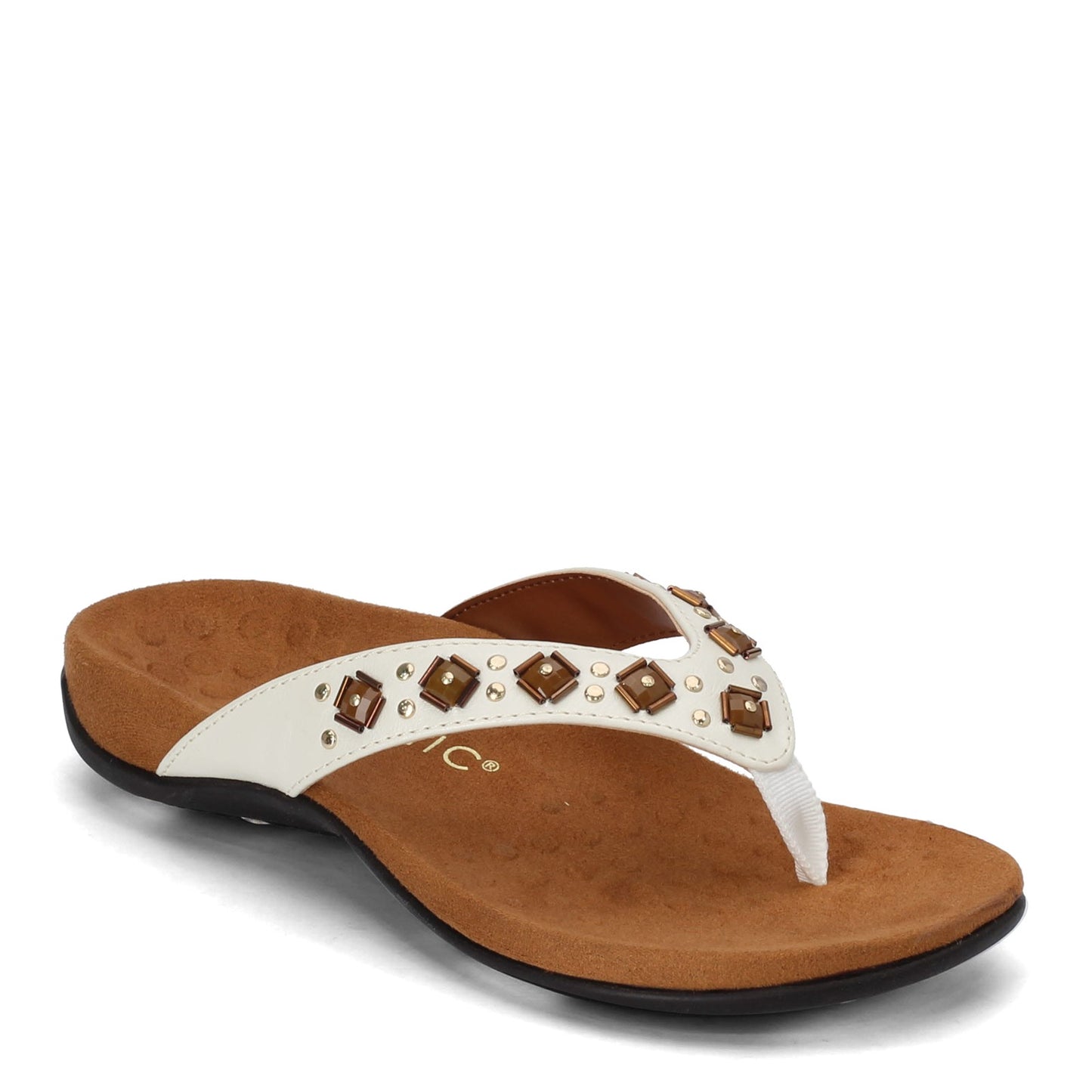 Peltz Shoes  Women's Vionic Floriana Thong Sandals WHITE 340FLORIANA-WHT