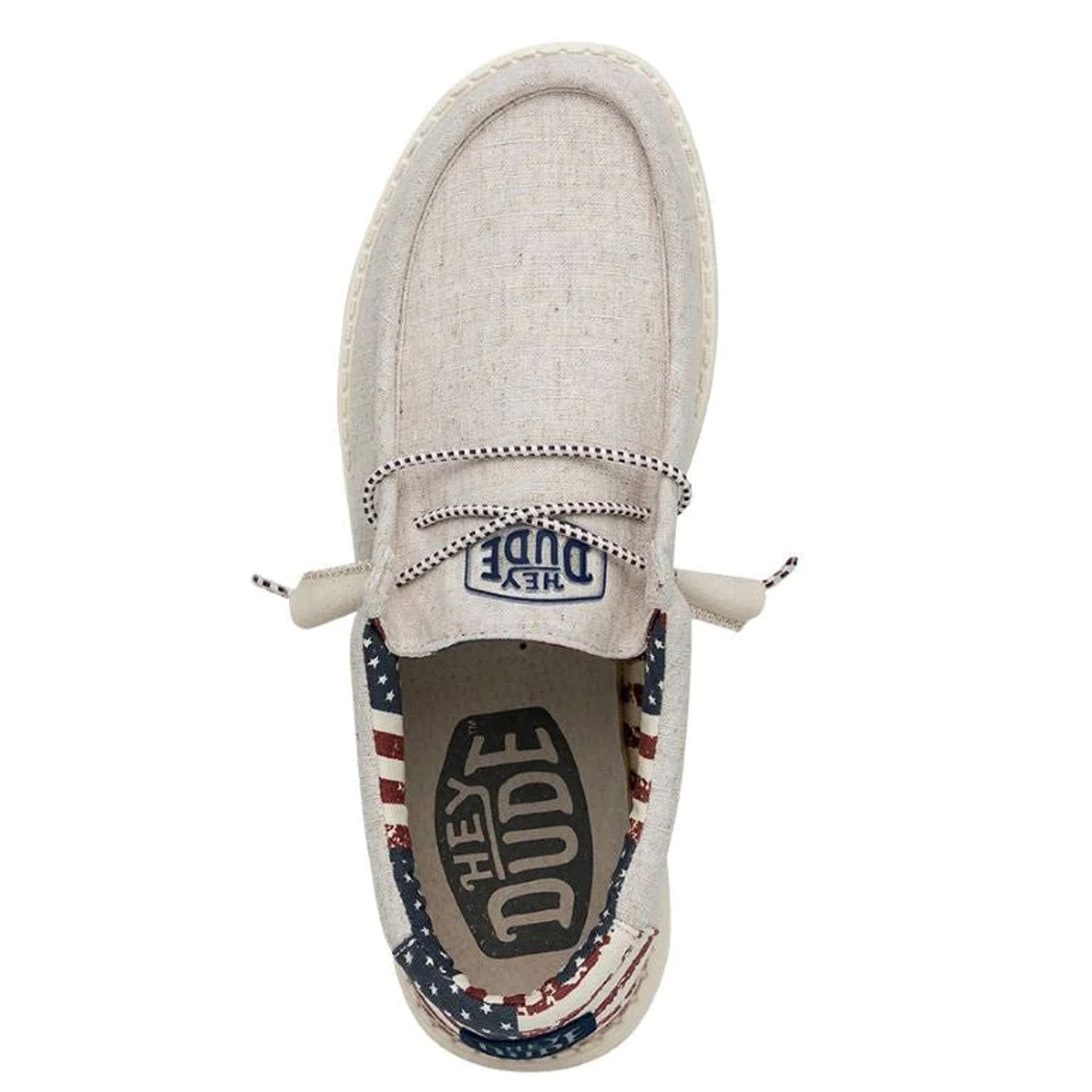 Peltz Shoes  Men's Hey Dude Wally Patriotic Slip-On Off White 40001-1K1