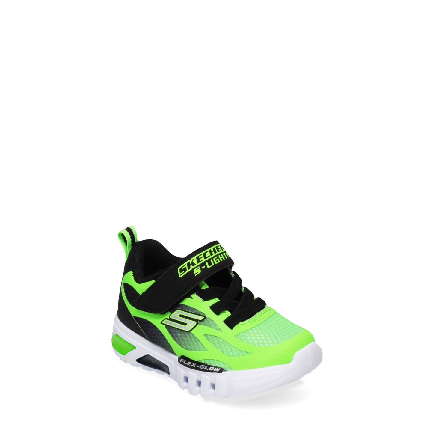 Peltz Shoes  Boy's Skechers S Lights Flex - Glow Sneaker - Toddler Lime/Black 400016N-LMBK