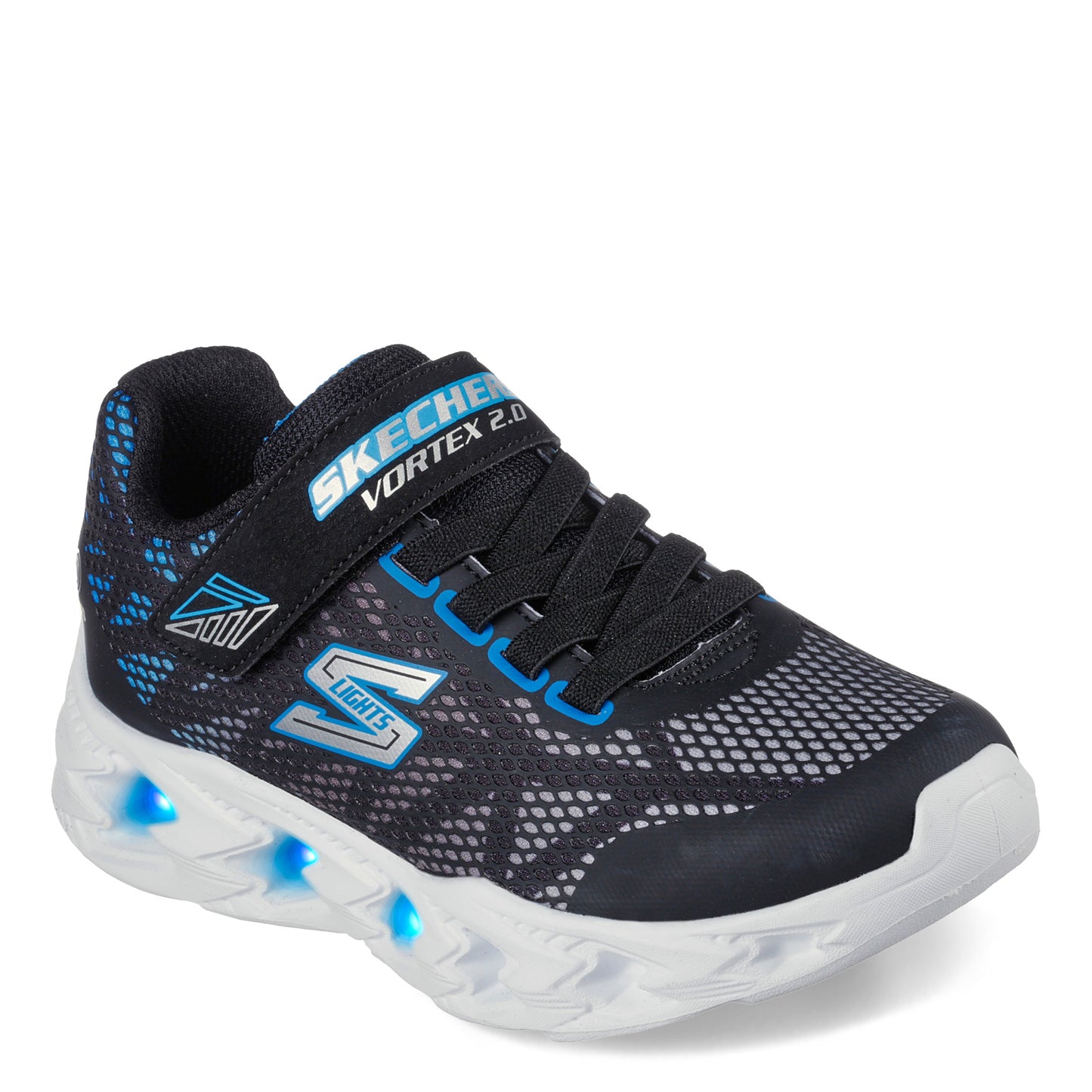 Peltz Shoes  Boy's Skechers S Lights: Vortex-Flash - Zorent Sneaker - Little Kid & Big Kid Black/Blue 400602L-BKBL