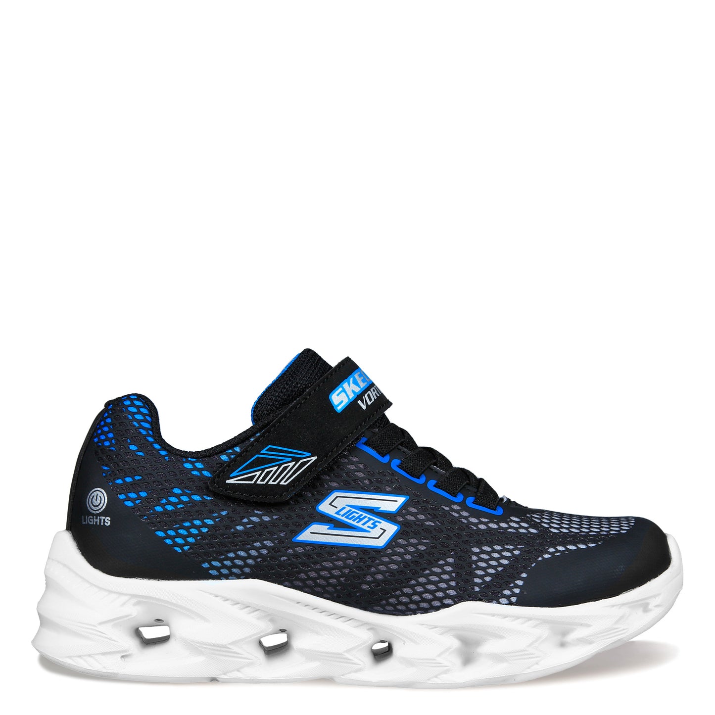 Peltz Shoes  Boy's Skechers S Lights: Vortex-Flash - Zorent Sneaker - Little Kid & Big Kid Black/Blue 400602L-BKBL