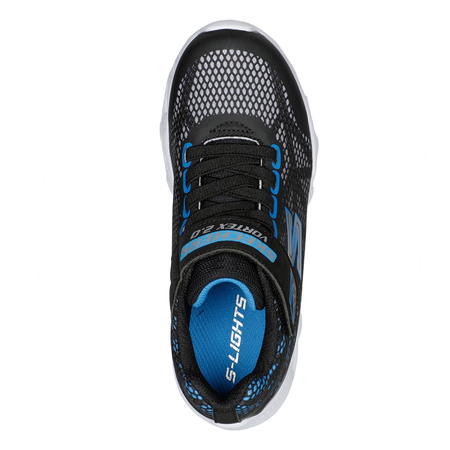 Peltz Shoes  Boy's Skechers S Lights: Vortex-Flash - Zorent Sneaker - Little Kid & Big Kid Black/Blue 400602L-BKBL