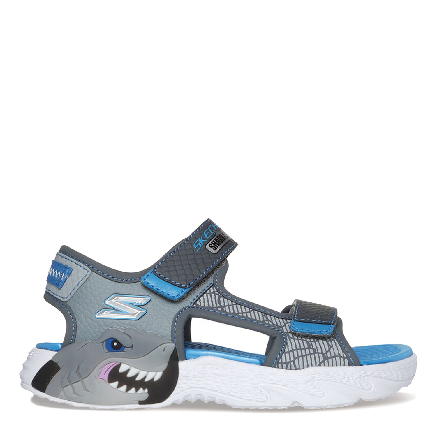 Peltz Shoes  Boy’s Skechers S-Lights: Creature-Splash Sandal - Little Kid Charcoal/Blue/Gray 400614L-CCBL