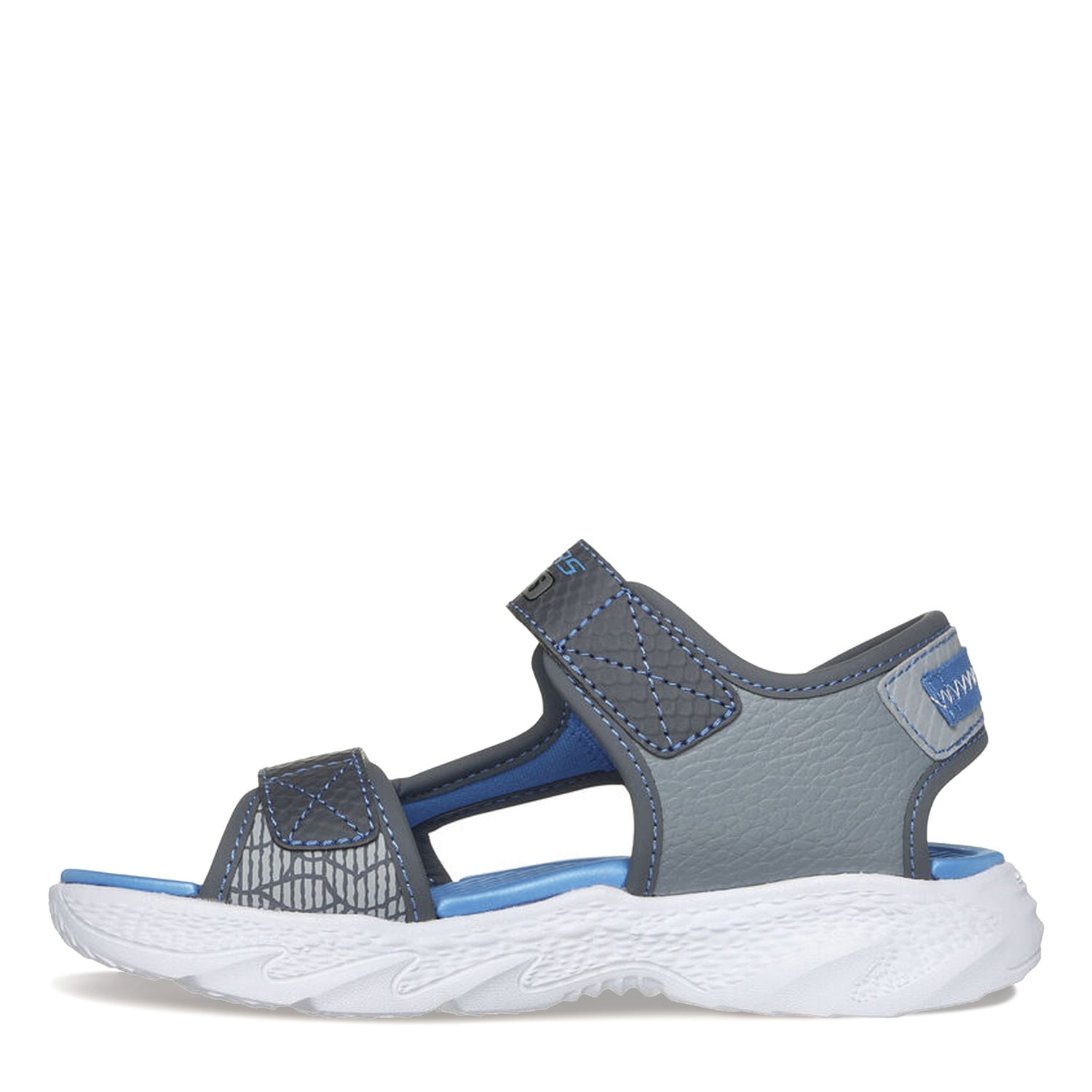 Peltz Shoes  Boy’s Skechers S-Lights: Creature-Splash Sandal - Little Kid Charcoal/Blue/Gray 400614L-CCBL