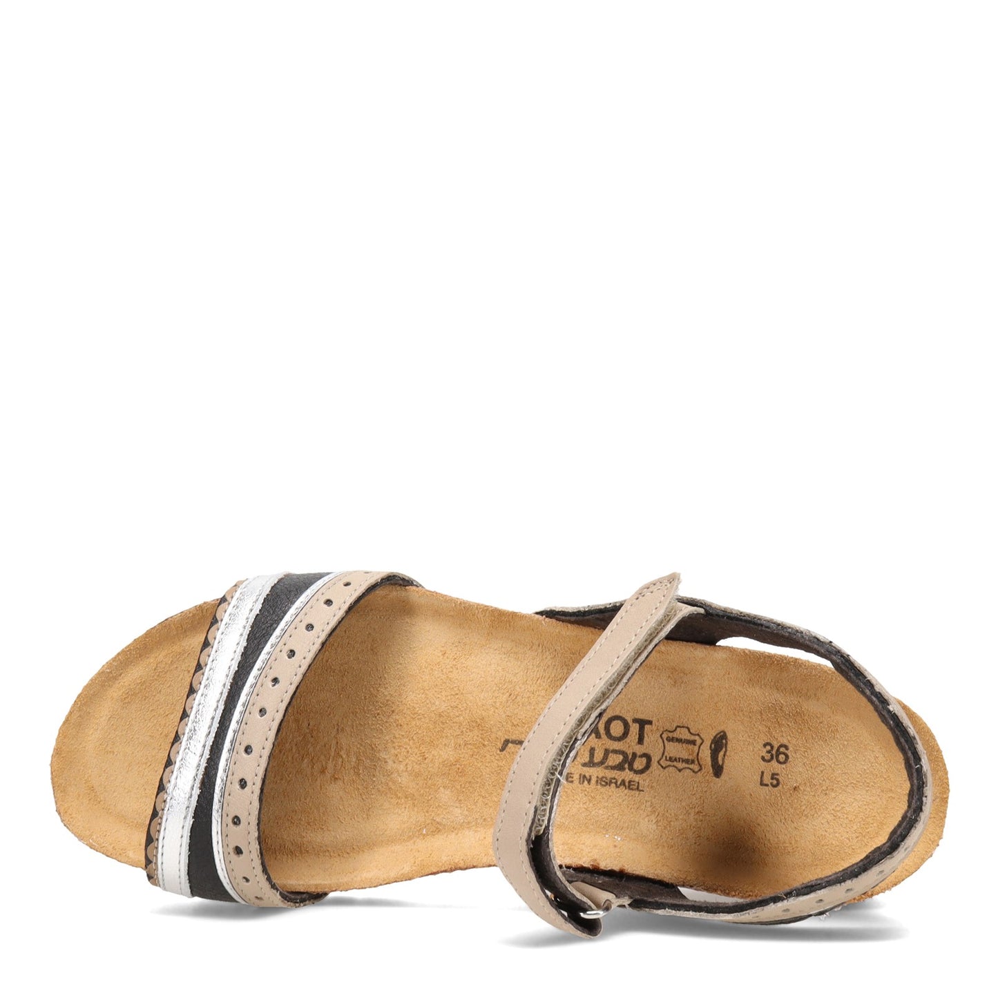 Peltz Shoes  Women's Naot Beverly Sandal Black Beige 4022-NUF