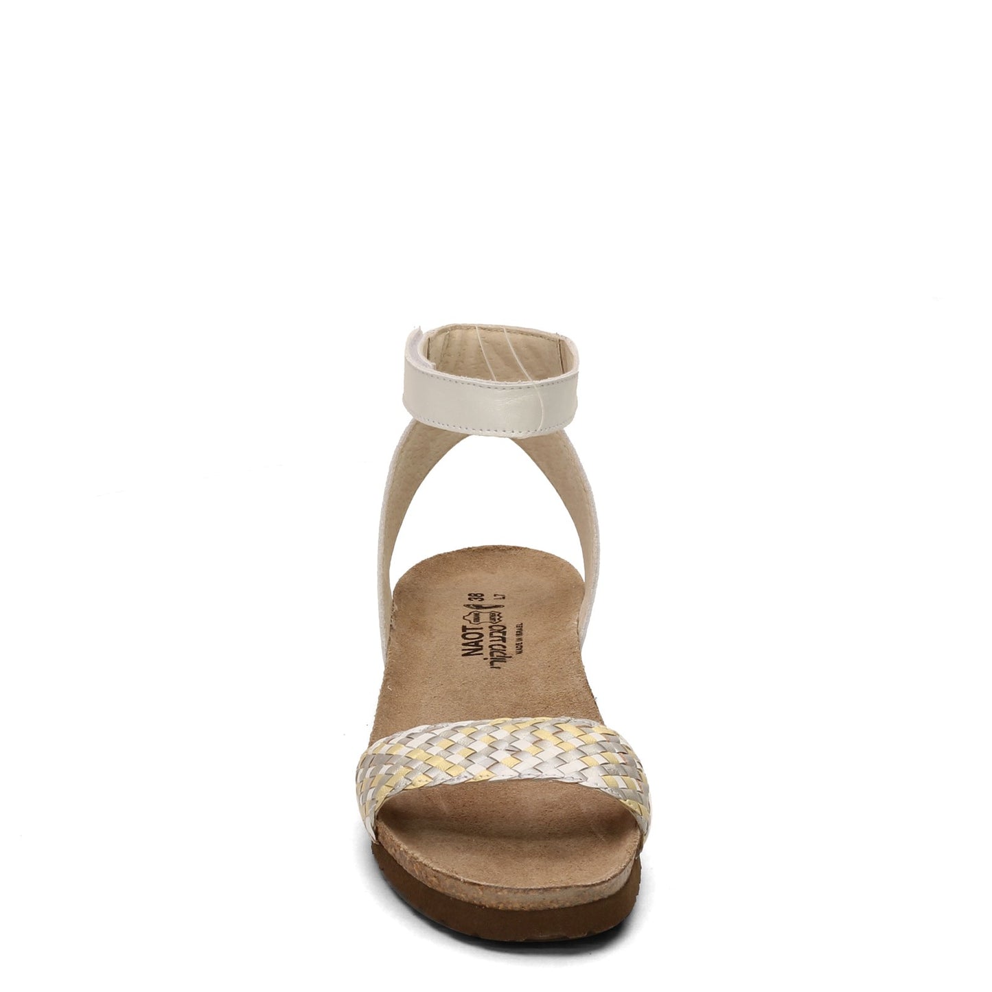 Peltz Shoes  Women's Naot Abbie Sandal WHITE METALLIC 4031-YE3