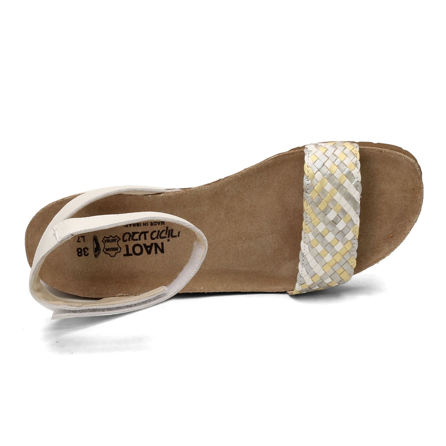 Peltz Shoes  Women's Naot Abbie Sandal WHITE METALLIC 4031-YE3