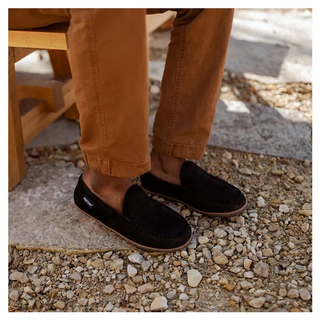Men's Minnetonka Tilden Slipper BLACK RUFF 41004