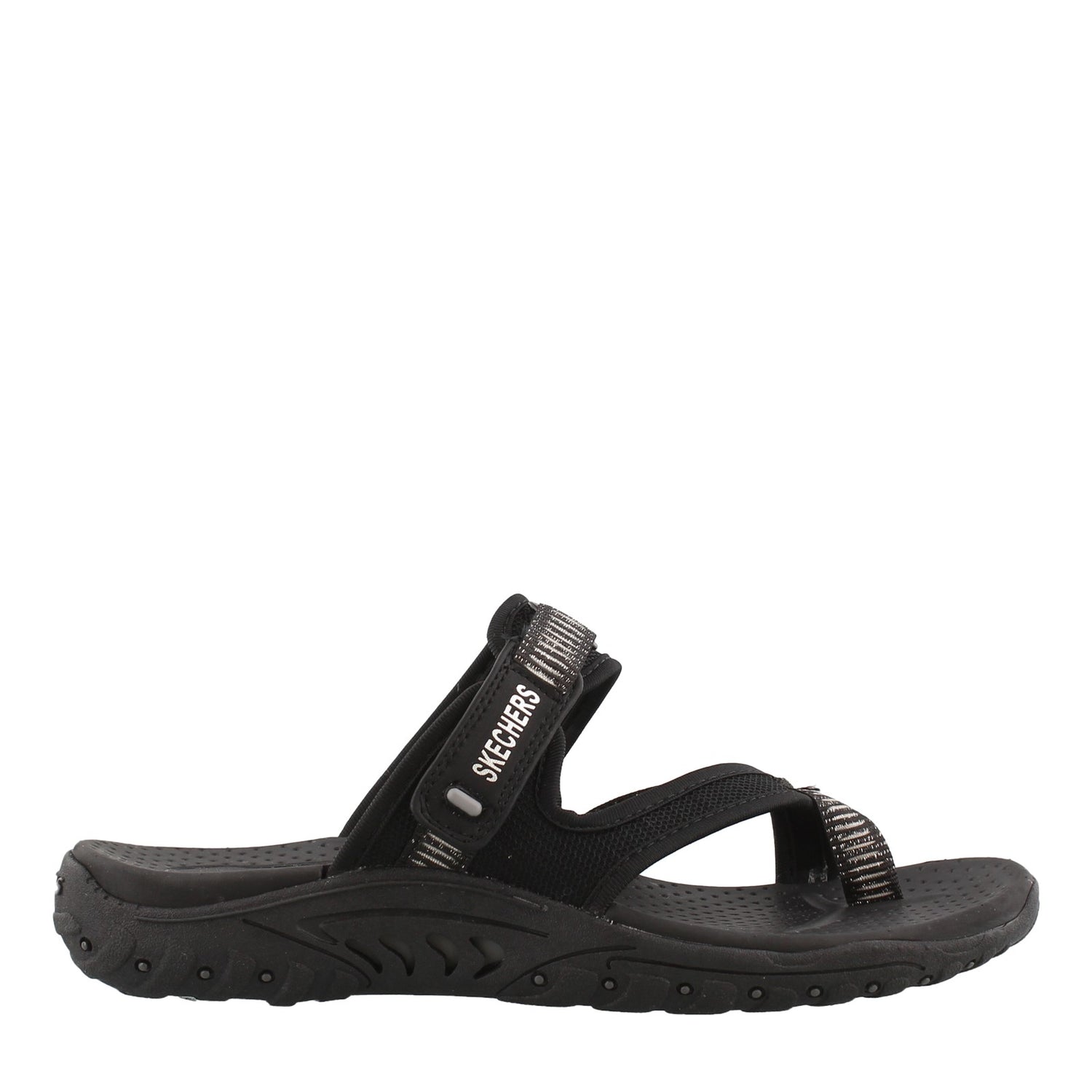 Peltz Shoes  Women's Skechers Reggae Seize The Day Thong Sandal BLACK 41112-BLK