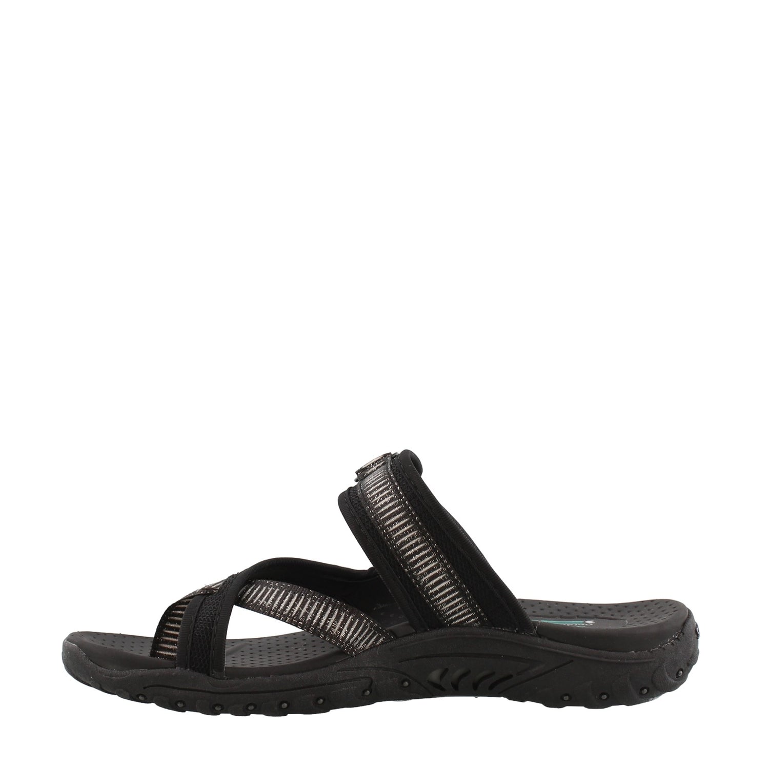 Peltz Shoes  Women's Skechers Reggae Seize The Day Thong Sandal BLACK 41112-BLK