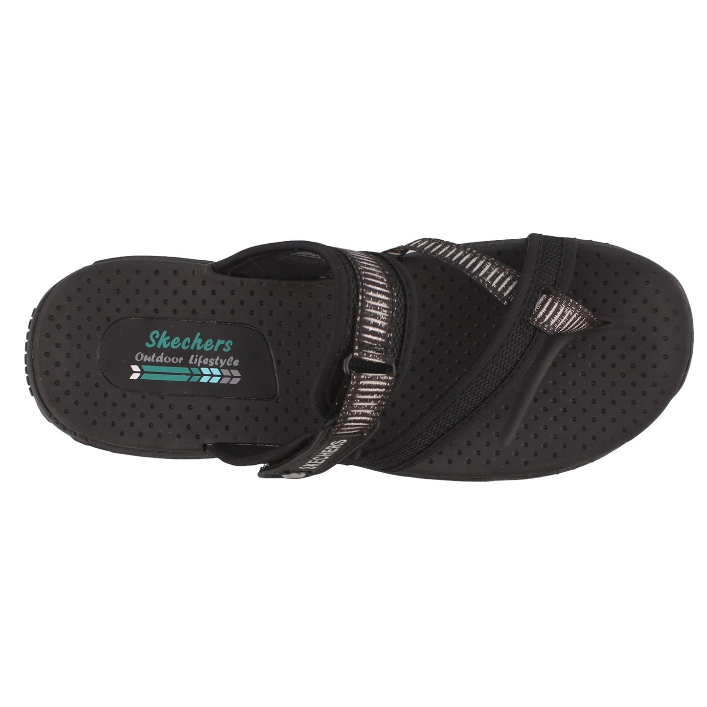 Peltz Shoes  Women's Skechers Reggae Seize The Day Thong Sandal BLACK 41112-BLK
