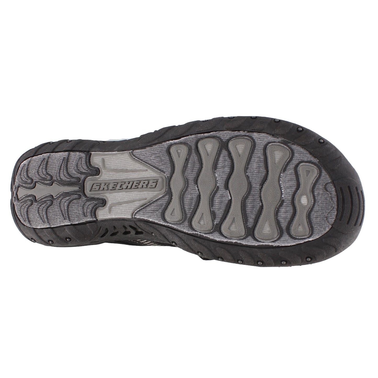 Peltz Shoes  Women's Skechers Reggae Seize The Day Thong Sandal BLACK 41112-BLK