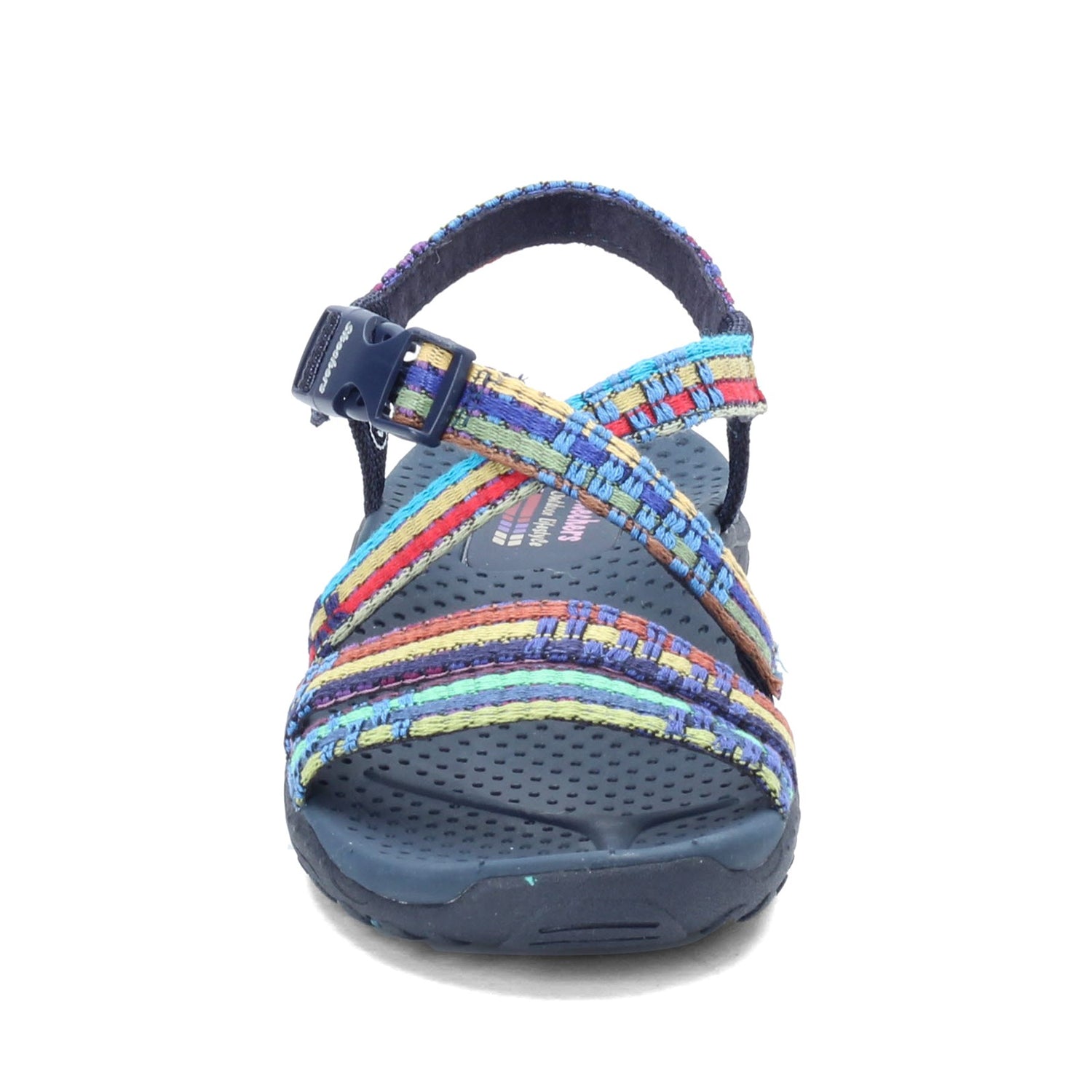 Peltz Shoes  Women's Skechers Reggae - Sew Me Sandal Navy Multi 41113-NVMT