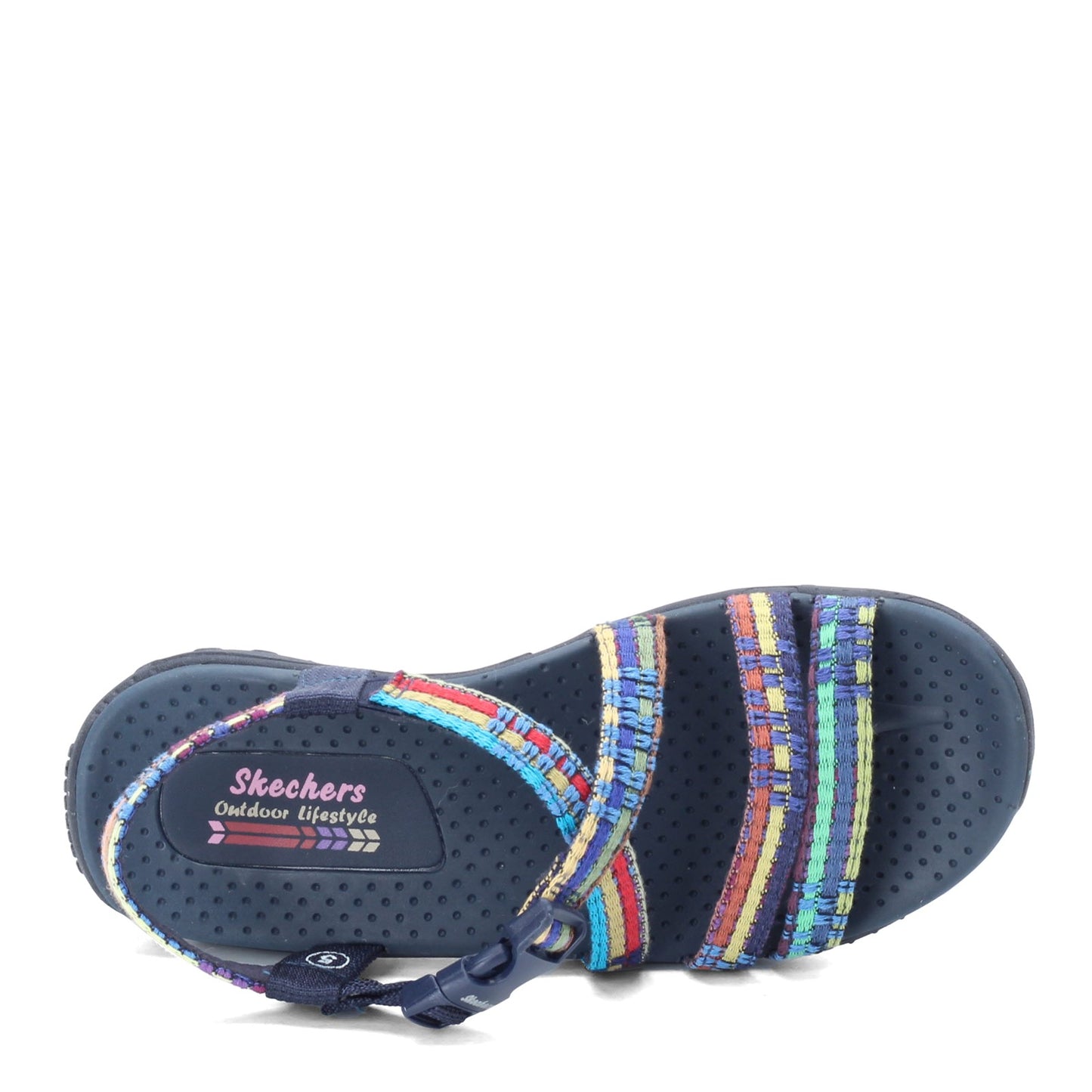 Peltz Shoes  Women's Skechers Reggae - Sew Me Sandal Navy Multi 41113-NVMT