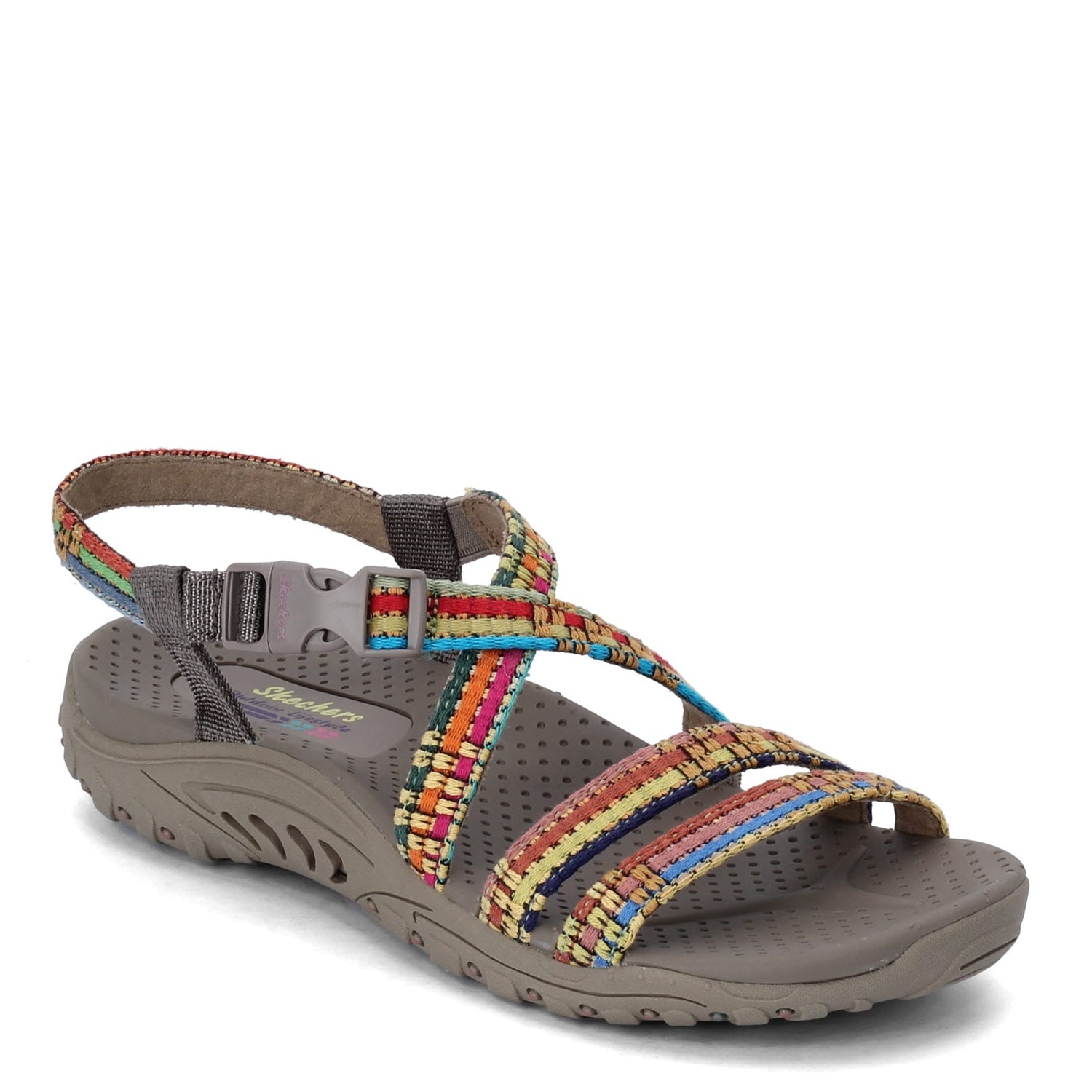 Peltz Shoes  Women's Skechers Reggae - Sew Me Sandal TAUPE MULTI 41113-TPMT