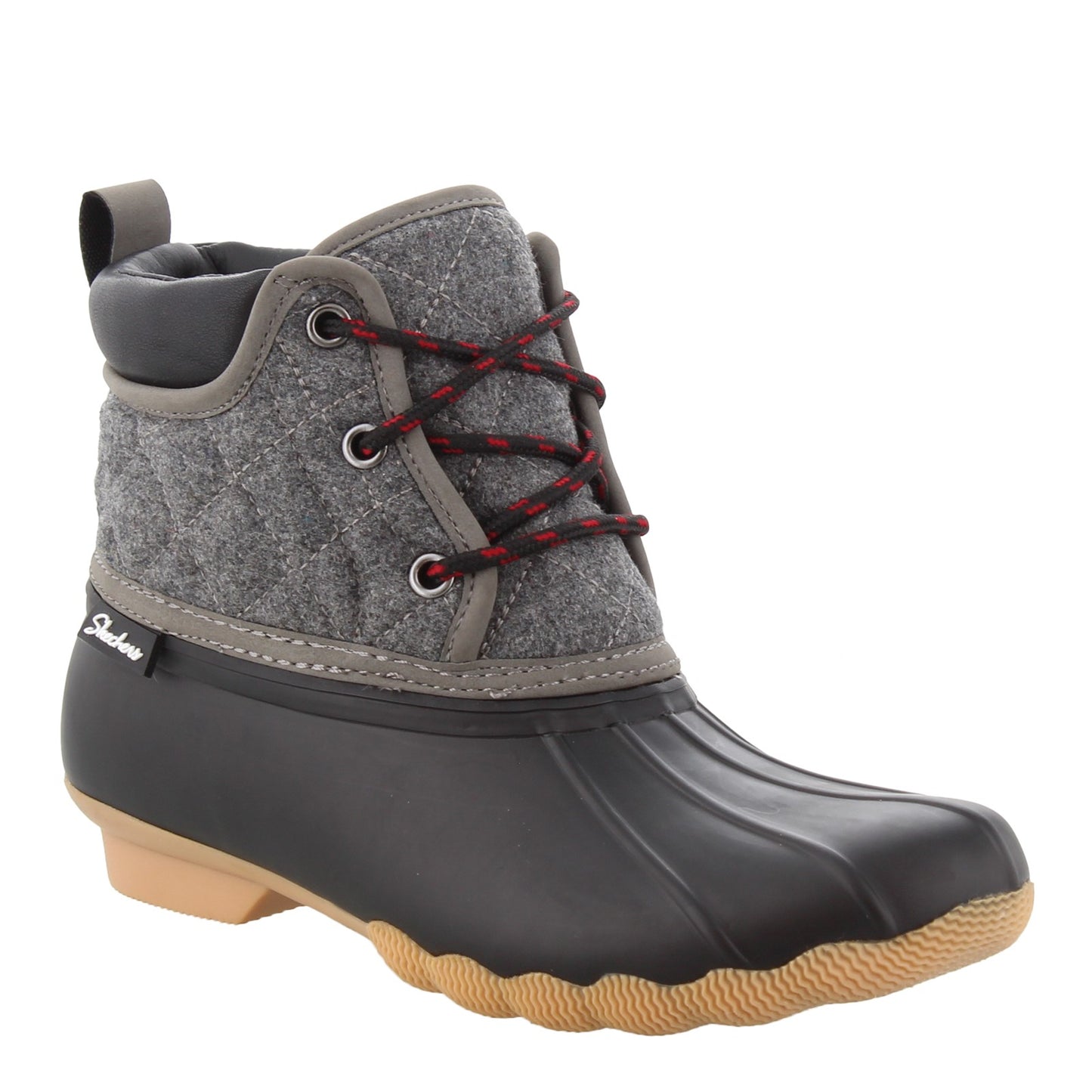 Peltz Shoes  Women's Skechers Pond - Lil Puddles Duck Boot Black/Charcoal 44376-BKCC