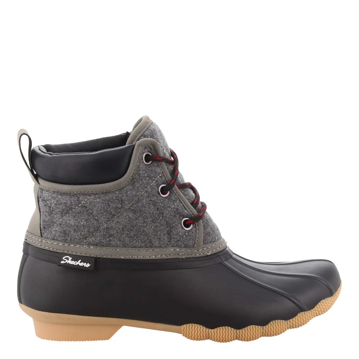 Peltz Shoes  Women's Skechers Pond - Lil Puddles Duck Boot Black/Charcoal 44376-BKCC