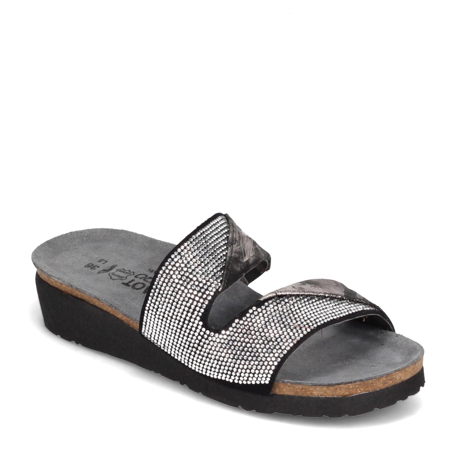 Peltz Shoes  Women's Naot Mila Sandal BLACK SILVER 4461-NTH