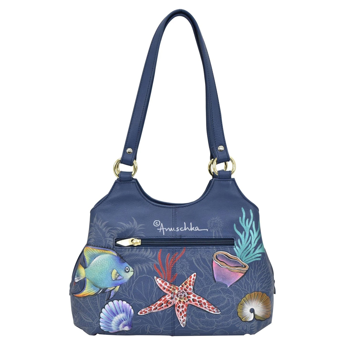 Peltz Shoes  Women's Anuschka Medium Satchel Purse Mystical Reef 469-MSR