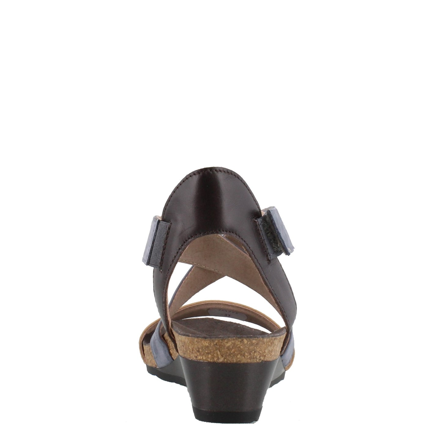 Peltz Shoes  Women's Naot Vixen Wedge Heel Sandal Blue / Tan 5030-SFL