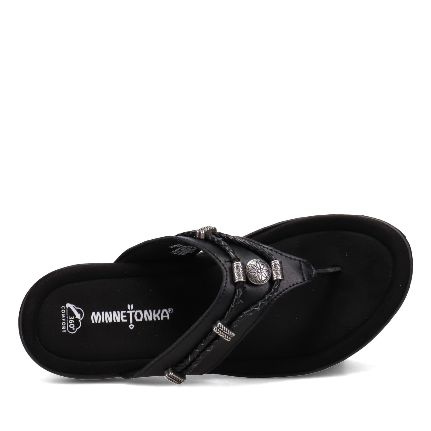Peltz Shoes  Women's Minnetonka Silverthorne 360 Sandal BLACK 504001