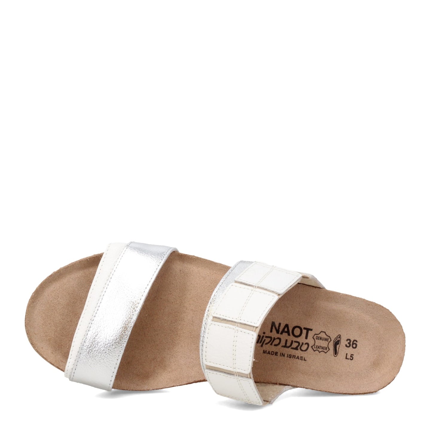Peltz Shoes  Women's Naot Royalty Sandal White / SILVER 5051-WFT