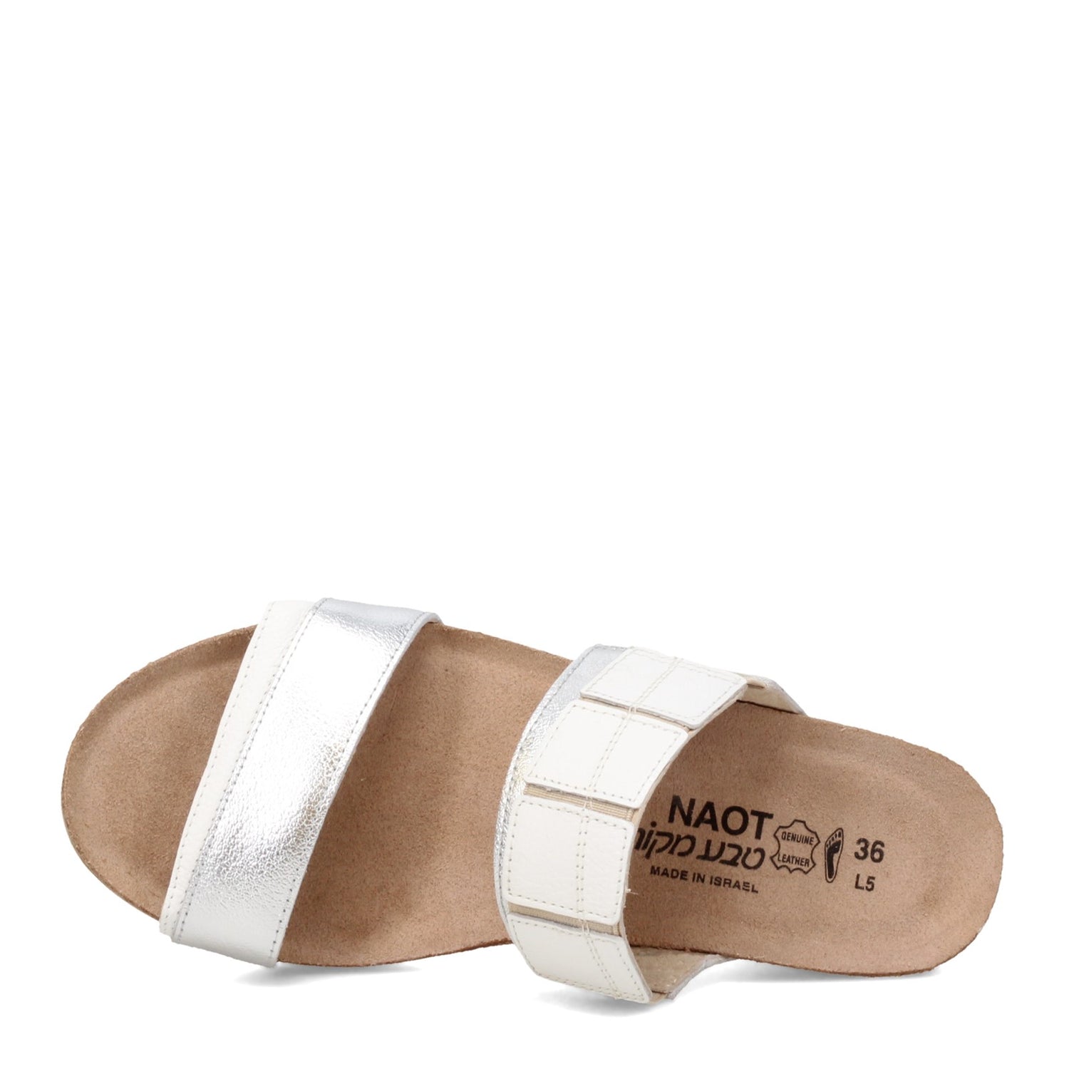 Peltz Shoes  Women's Naot Royalty Sandal White / SILVER 5051-WFT