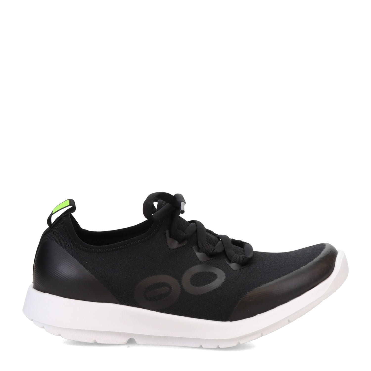 Peltz Shoes  Women's Oofos OOmg Sport LS Sneaker WHITE BLACK 5076-WHTBLK