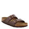Peltz Shoes  Men's Birkenstock Arizona Birko Flor Sandal - Regular Width DARK BROWN 5170 1 R