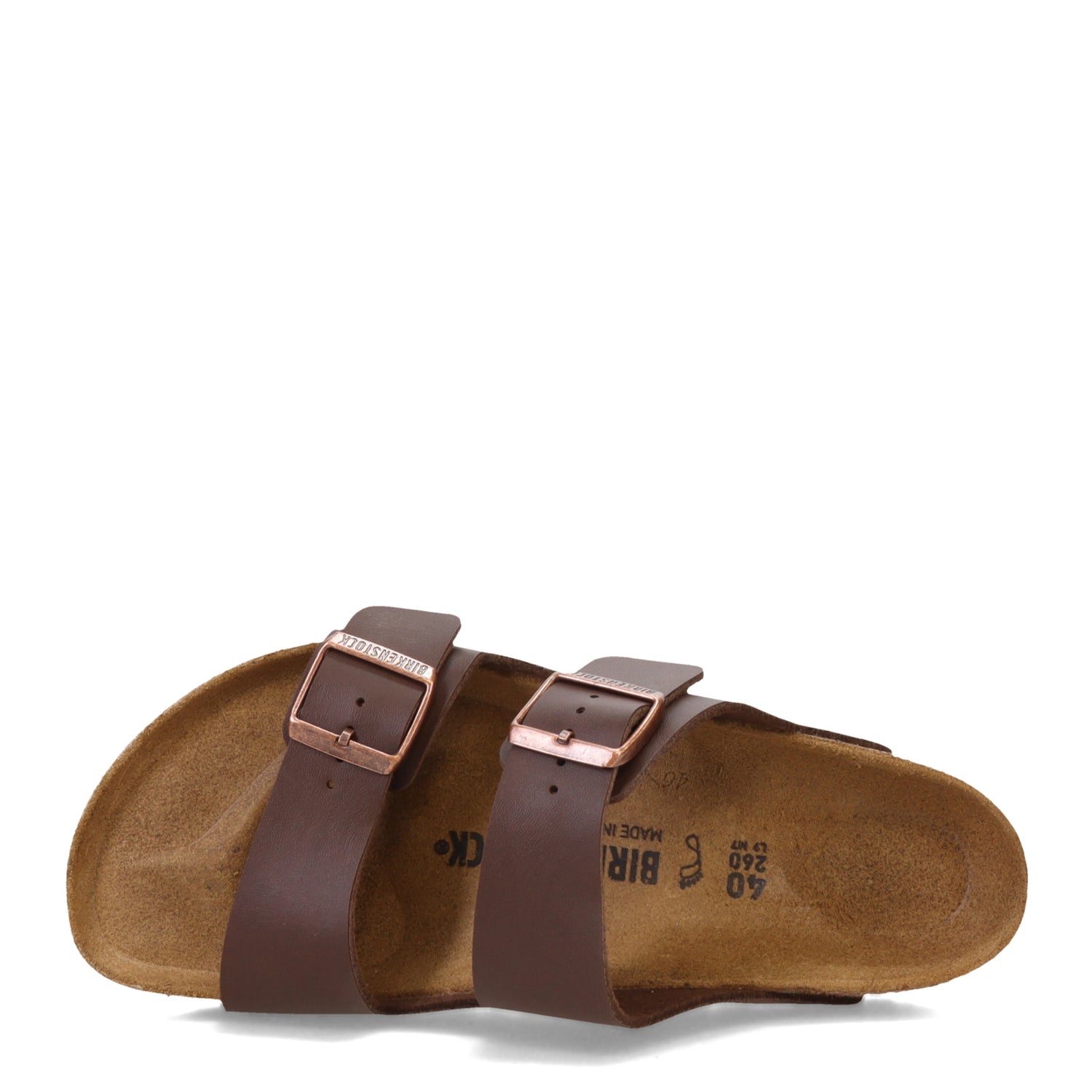 Peltz Shoes  Men's Birkenstock Arizona Birko Flor Sandal - Regular Width DARK BROWN 5170 1 R