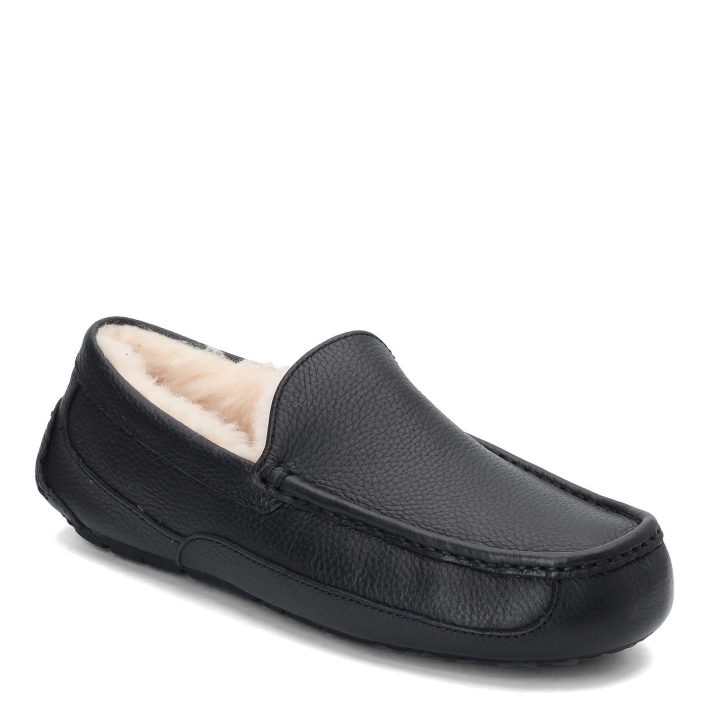 Peltz Shoes  Men's Ugg Ascot Slipper Black Leather 5379B-BLK