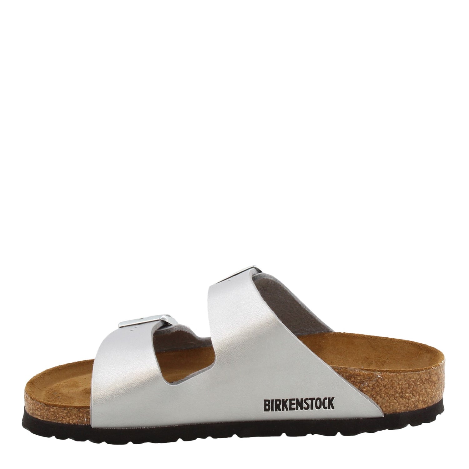 Peltz Shoes  Women's Birkenstock Arizona Soft Footbed Sandal - Narrow Width SILVER 550153
