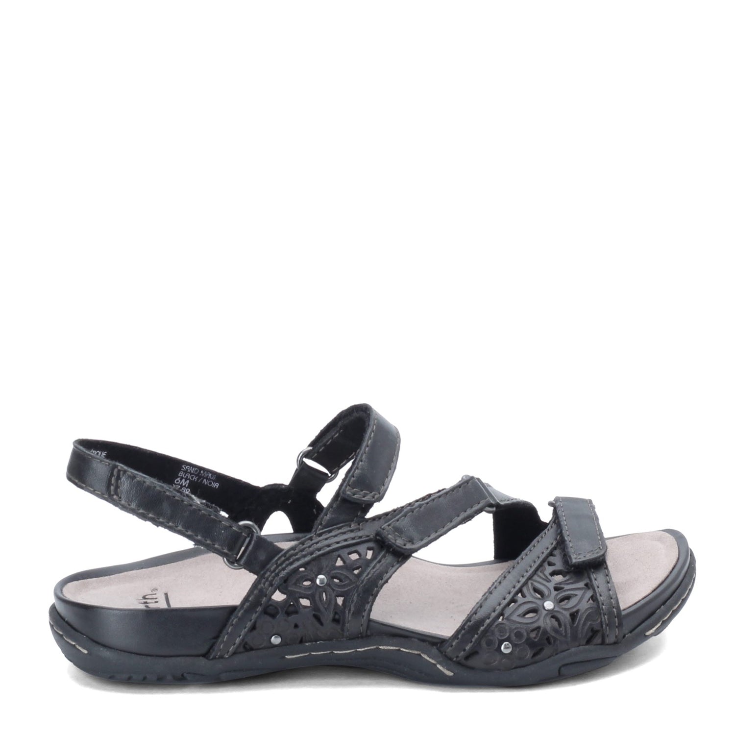 Peltz Shoes  Women's Earth Maui Sandal BLACK LEATHER 602776WLEA-001