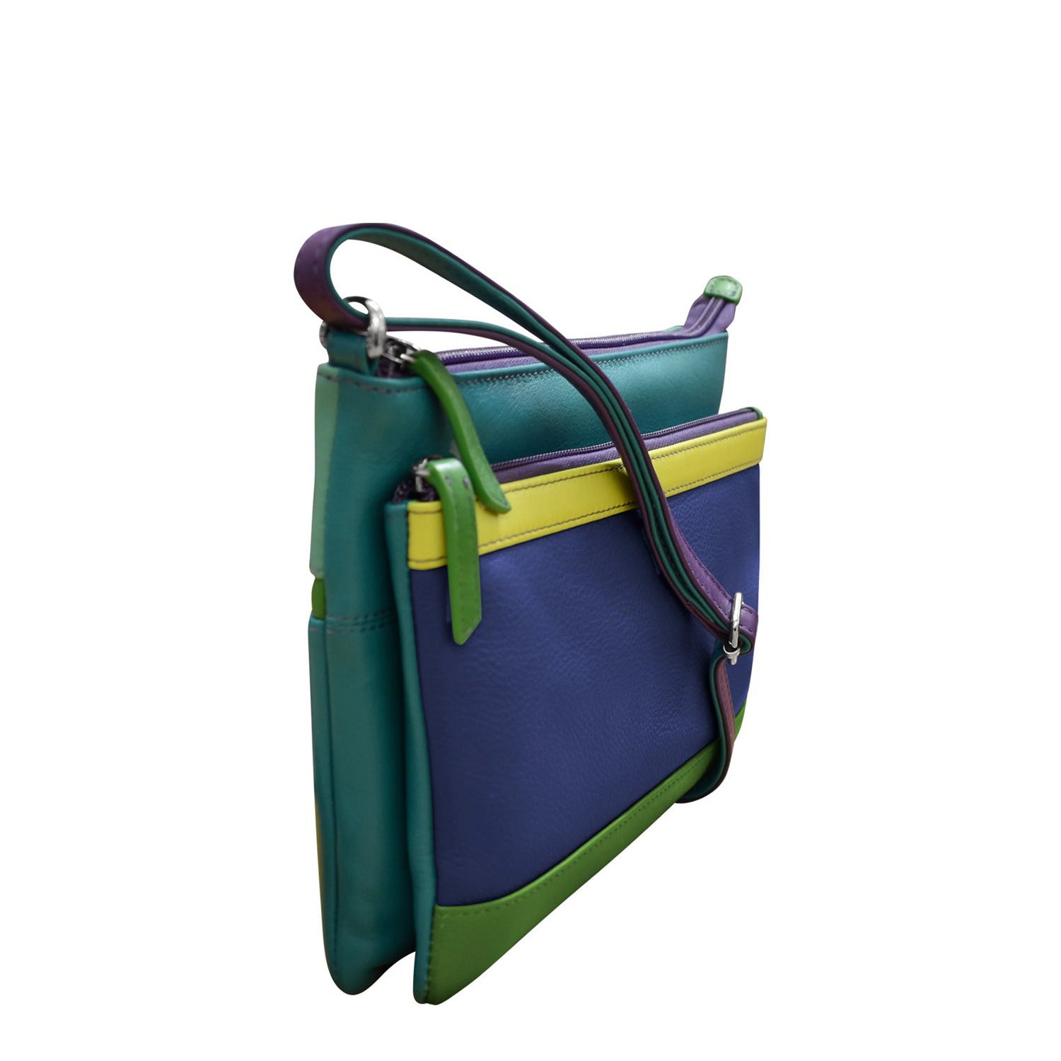 Peltz Shoes  Women's ILI Double Zip Crossbody Cool Tropics 6028-COOL TROPICS