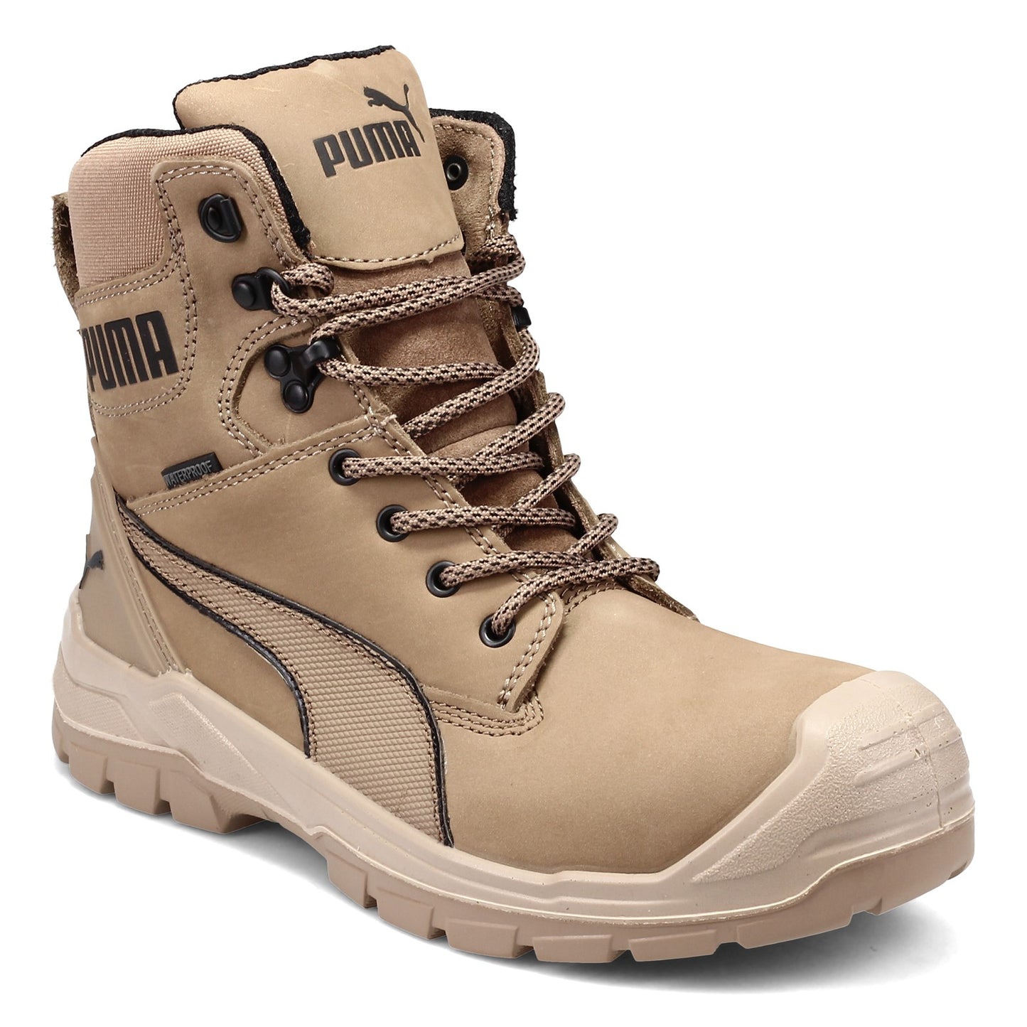 Peltz Shoes  Men's Puma Conquest 7 Inch CTX Waterproof Boot Stone 630745