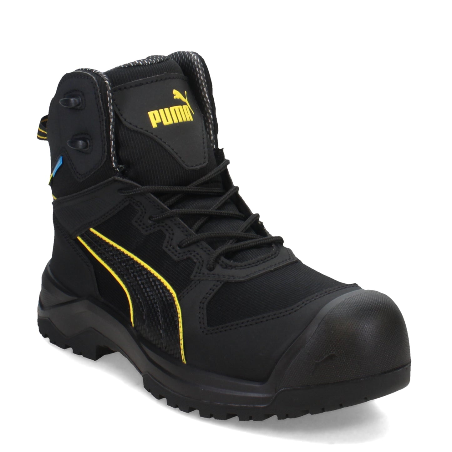 Peltz Shoes  Men's PUMA Safety Rock HD Mid Comp Toe Boot Black 632705
