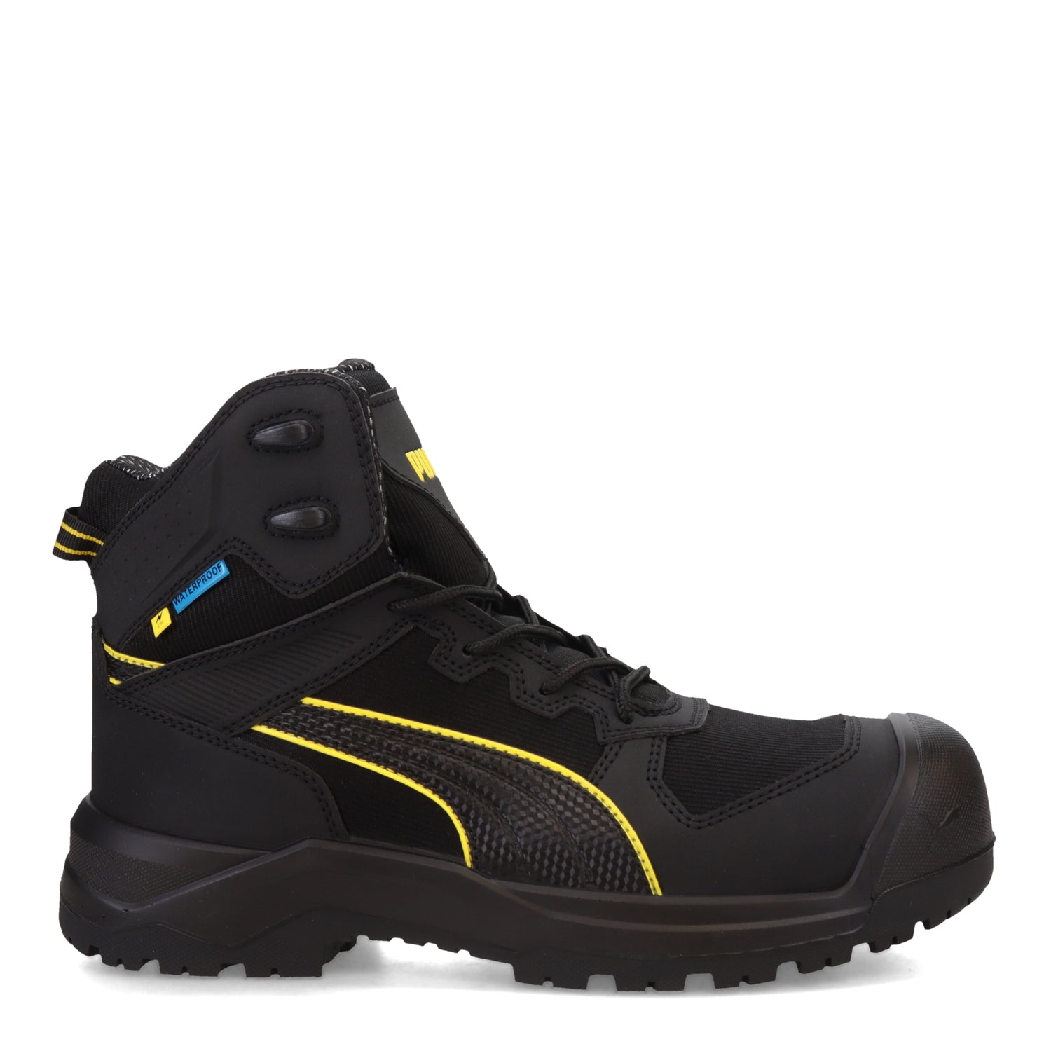 Peltz Shoes  Men's PUMA Safety Rock HD Mid Comp Toe Boot Black 632705