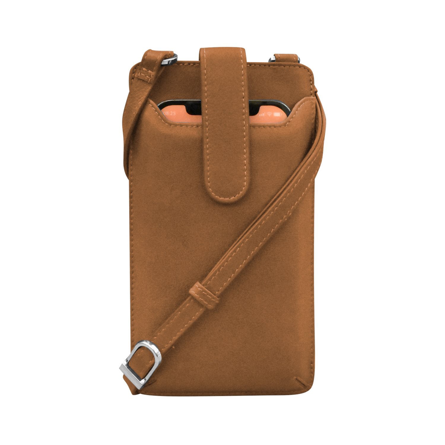 Peltz Shoes  Women's ILI Crossbody Phone Holder Antique Saddle 6369-SADDLE
