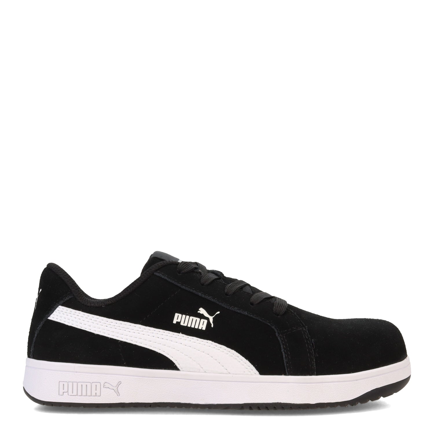 Peltz Shoes  Women's Puma Iconic Suede Low Work Shoe BLACK 640115
