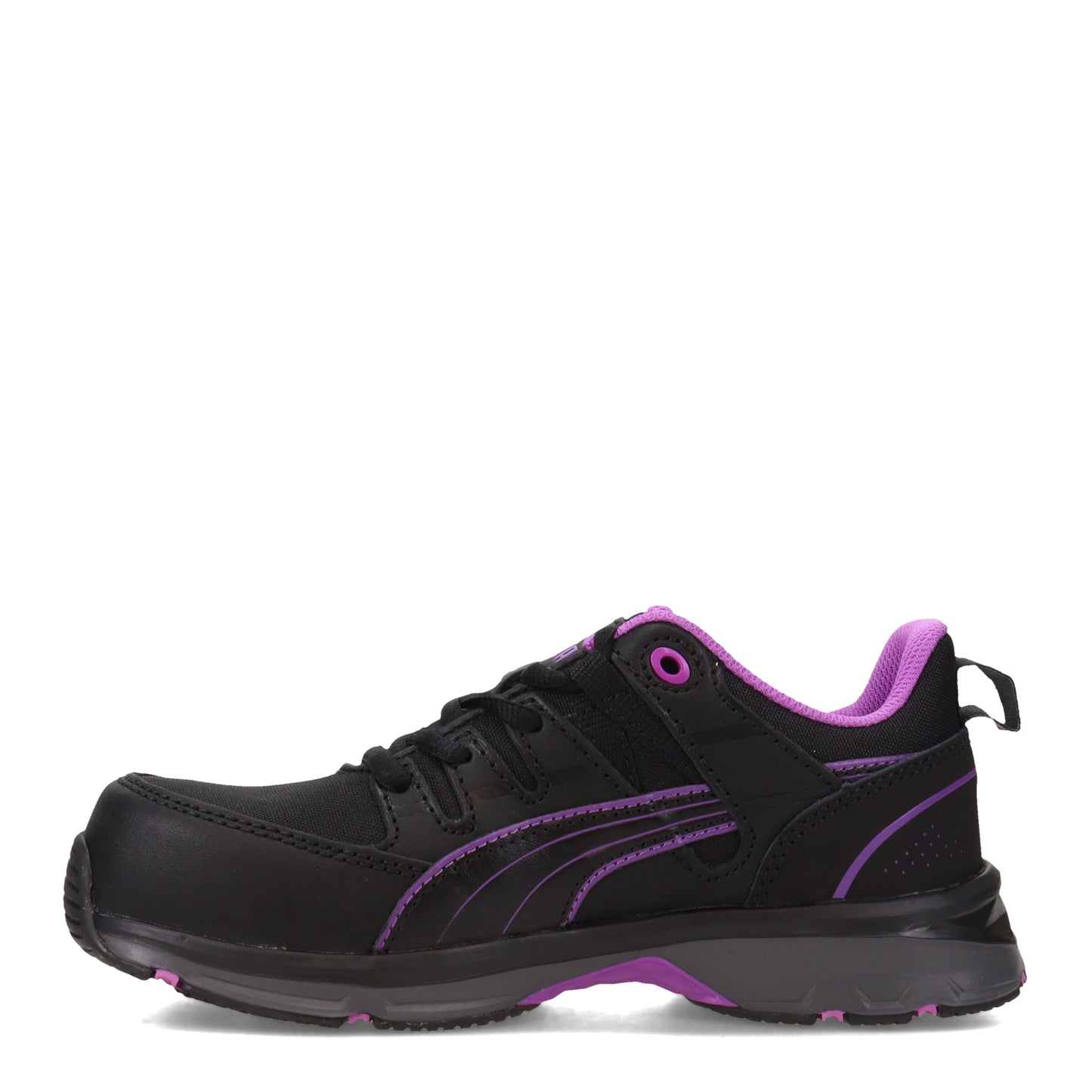 Peltz Shoes  Women's Puma Safety Stepper 2.0 Low Work Shoe BLACK PURPLE 643955