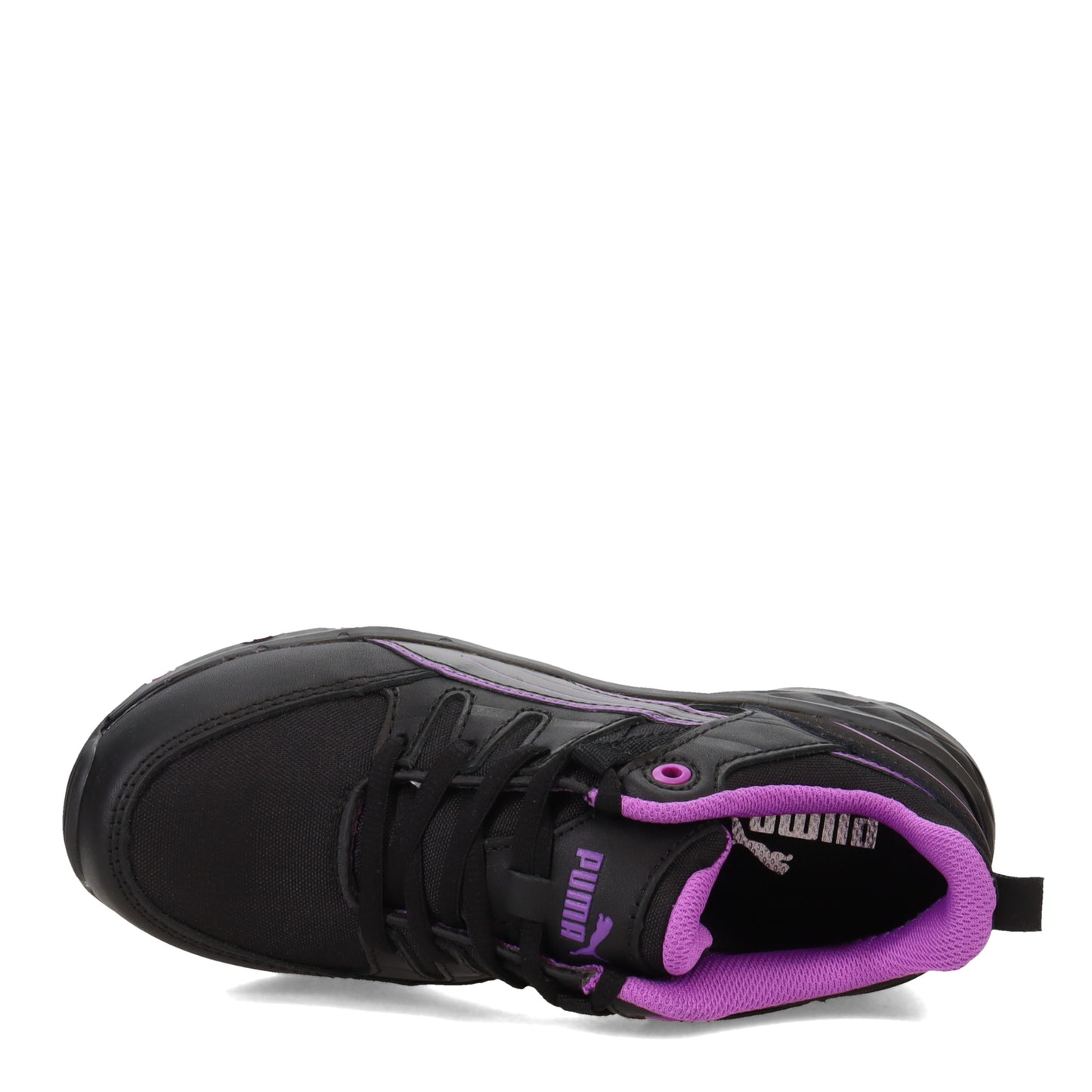 Peltz Shoes  Women's Puma Safety Stepper 2.0 Low Work Shoe BLACK PURPLE 643955
