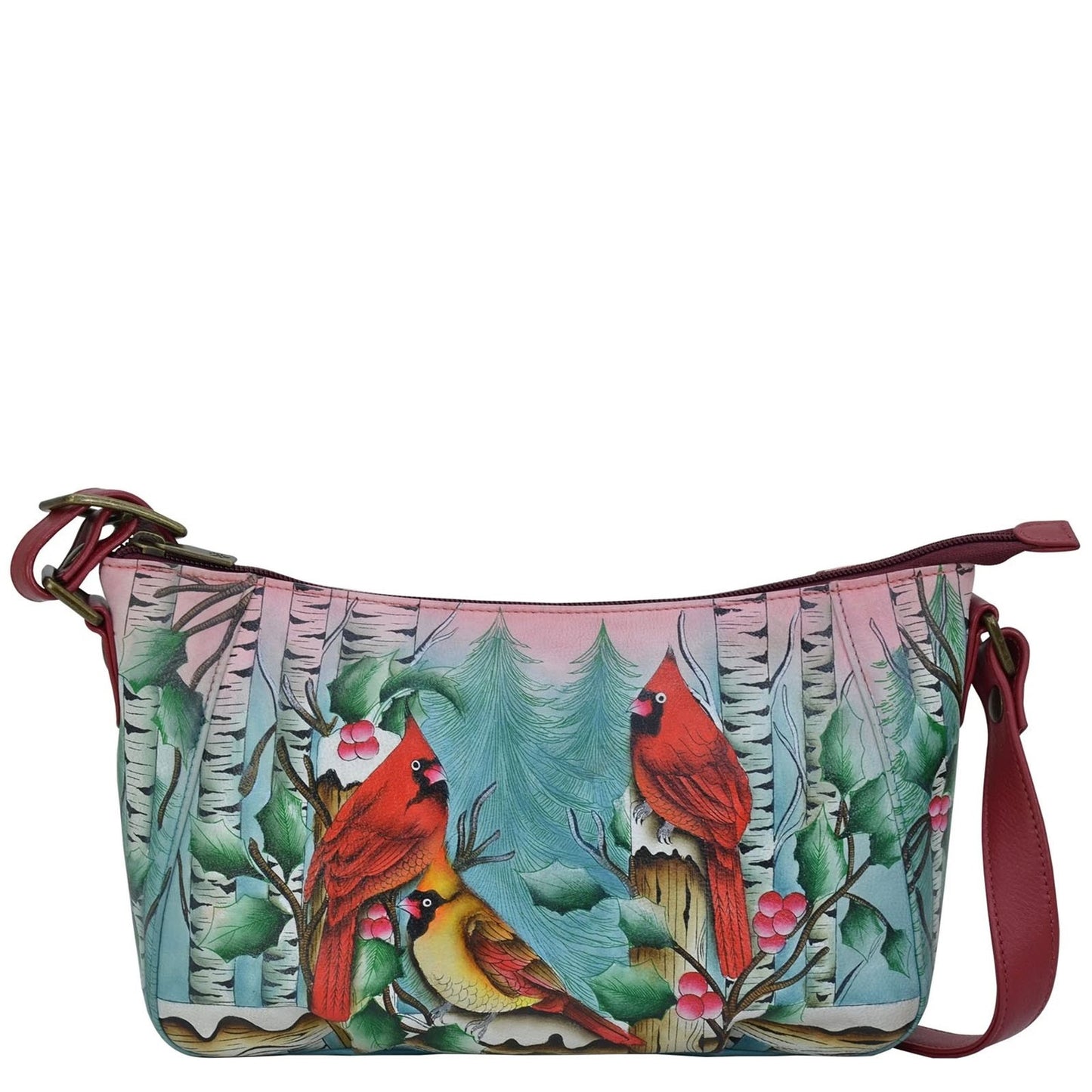 Peltz Shoes  Women's Anuschka Everyday Shoulder Hobo Handbag CARDINAL 670-SNL