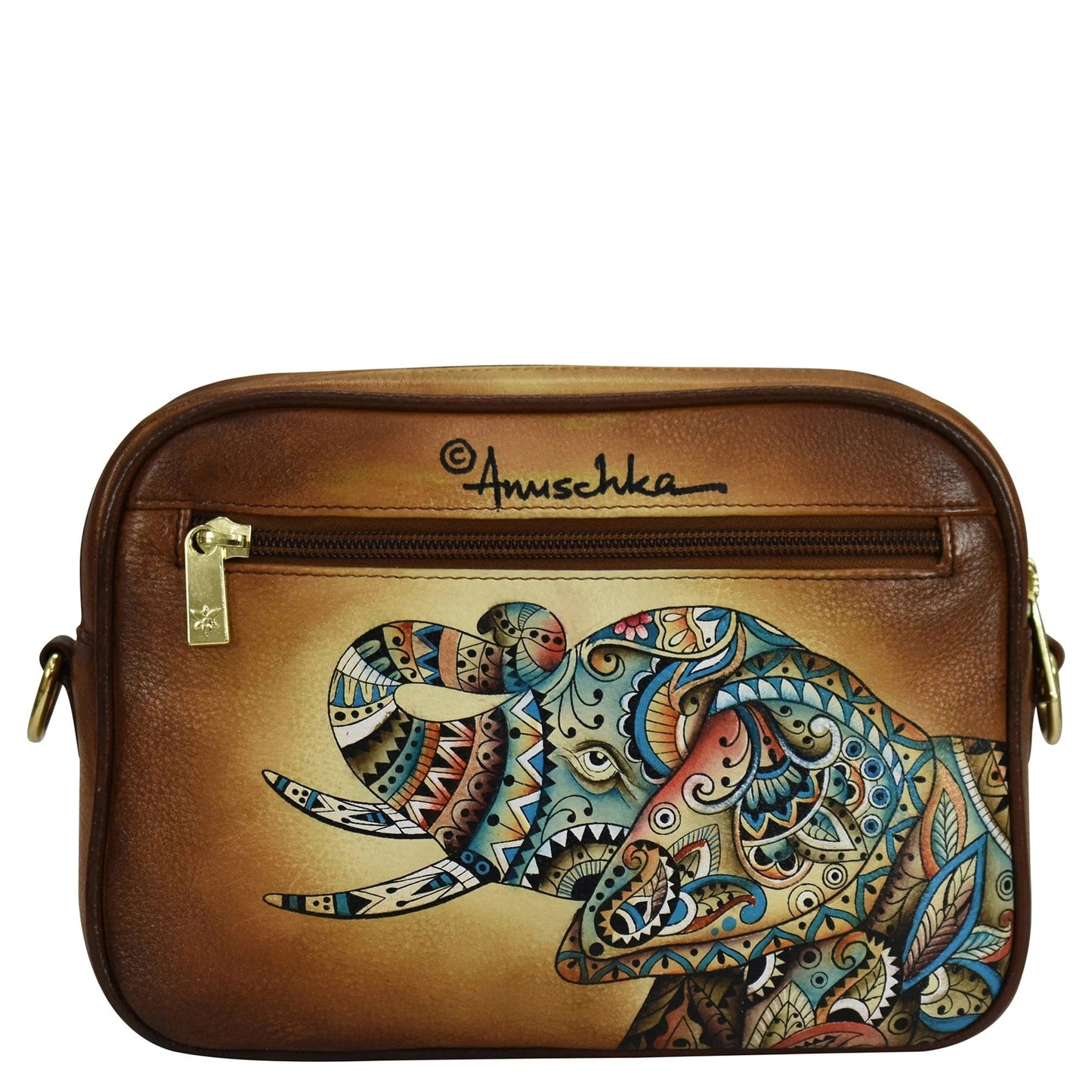 Peltz Shoes  Women's Anuschka Twin Top Messenger Elephant Mandala 704-ELM