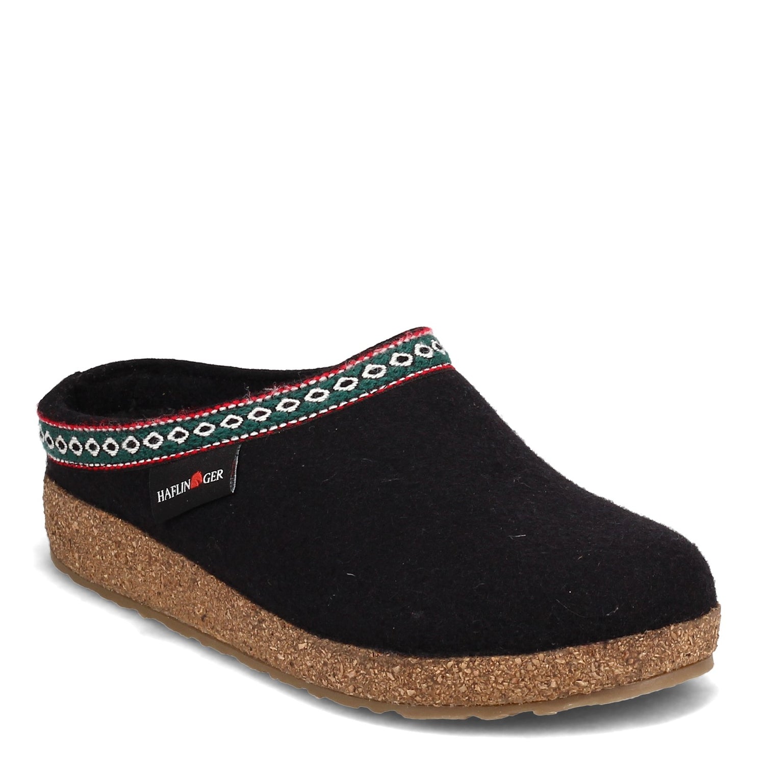 Peltz Shoes  Unisex Haflinger Grizzly Classic Wool Clog BLACK 711001-3