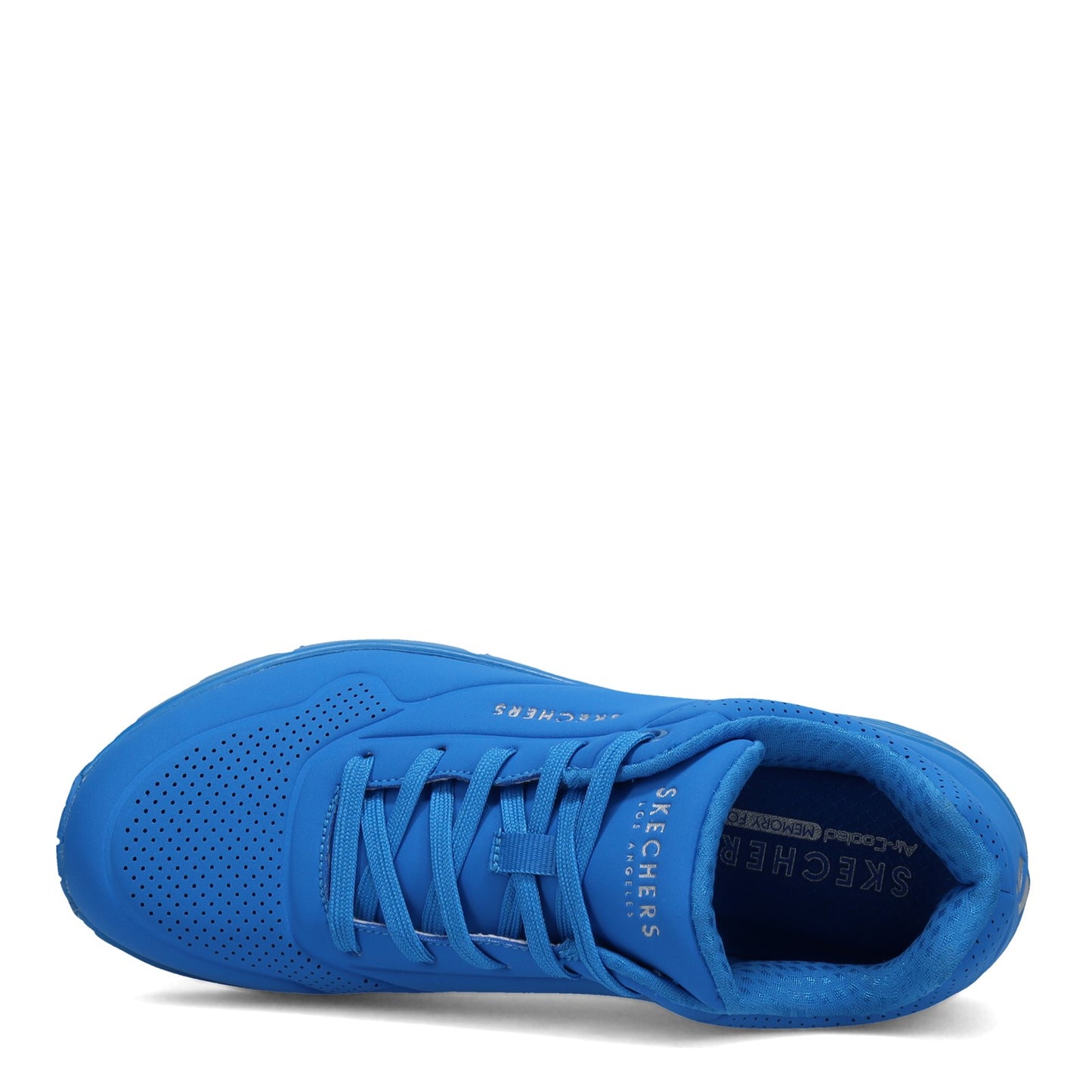 Peltz Shoes  Women's Skechers Street Uno - Neon Nights Sneaker - Wide Width Blue 73667W-BLU