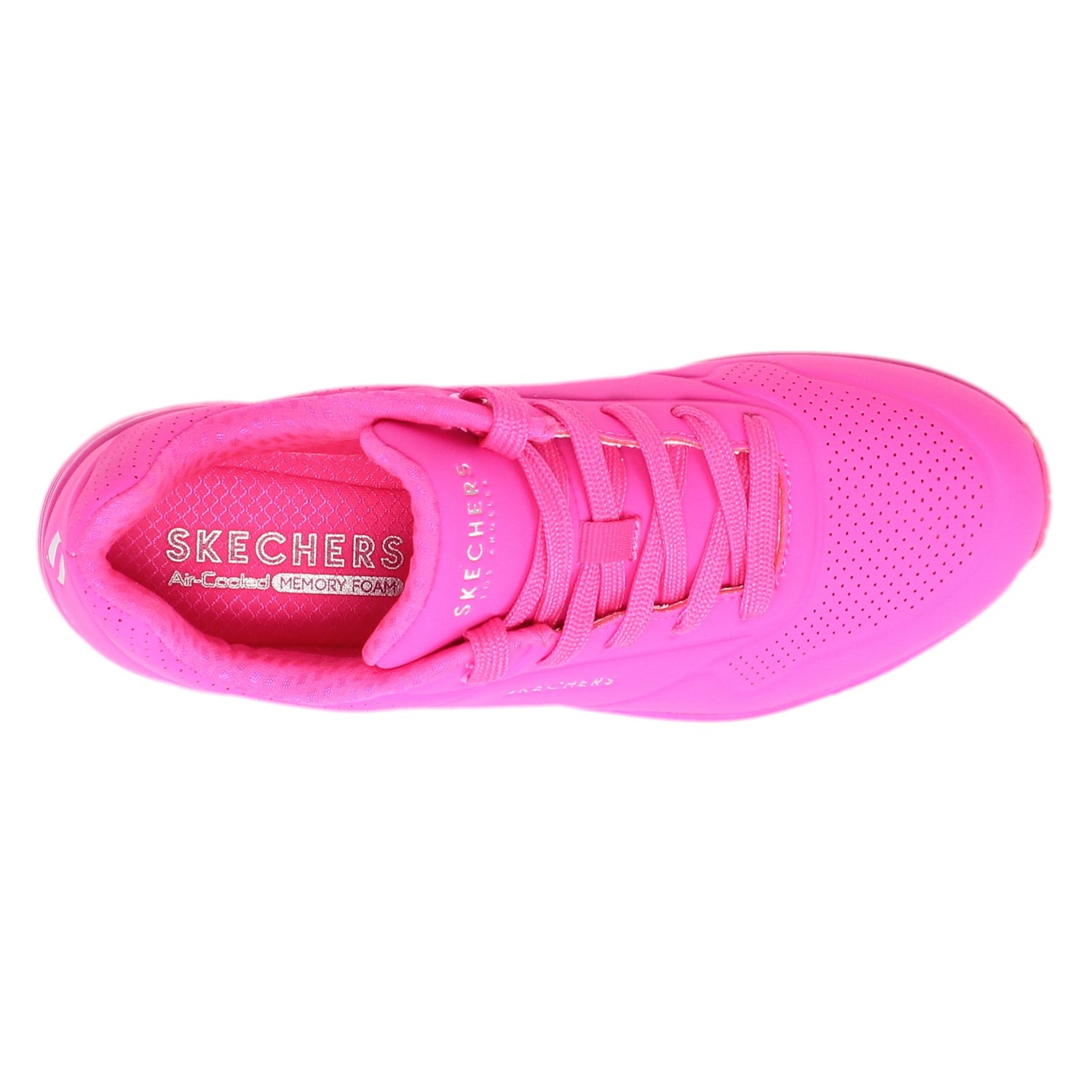 Peltz Shoes  Women's Skechers Street Uno - Neon Nights Sneaker - Wide Width Hot Pink 73667W-HTPK