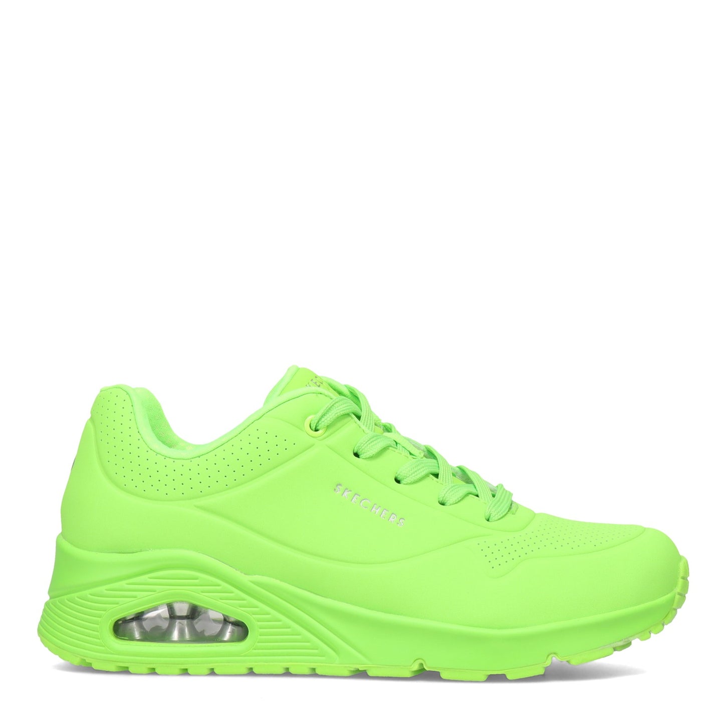 Peltz Shoes  Women's Skechers Street Uno - Neon Nights Sneaker - Wide Width Lemon/Green 73667W-LMGN
