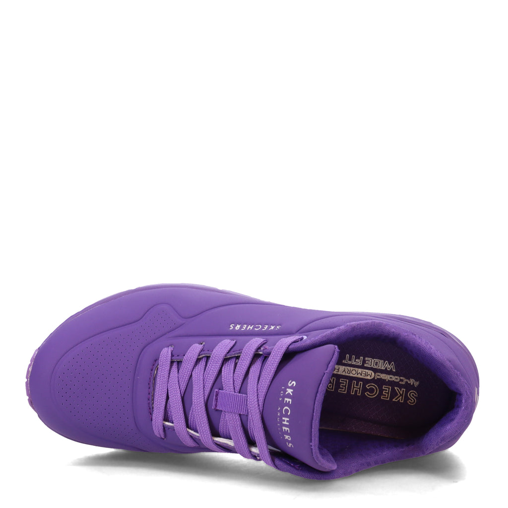 Women's Skechers Street Uno - Neon Nights Sneaker - Wide Width PURPLE 73667W-PUR