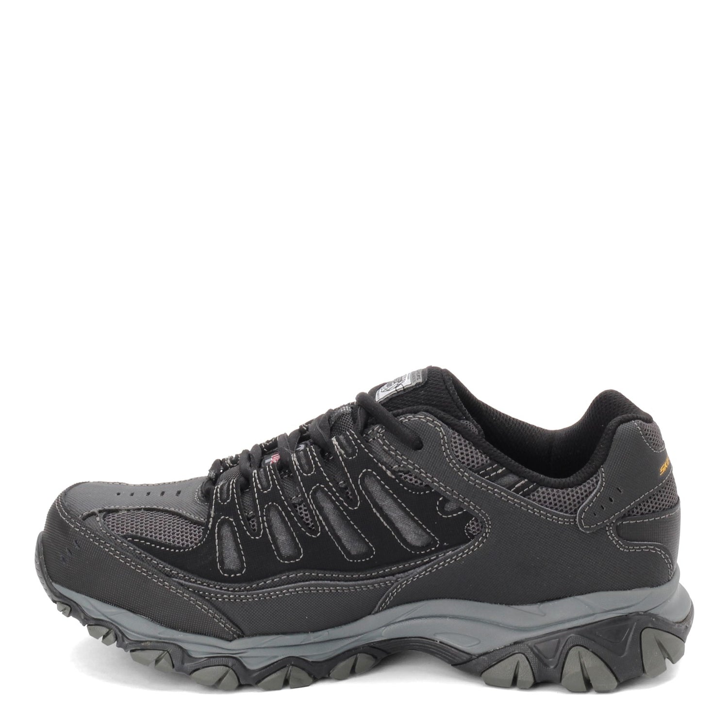 Peltz Shoes  Men's Skechers Relaxed Fit: Cankton ST Work Shoe - Wide Width Black/Charcoal 77055W-BKCC